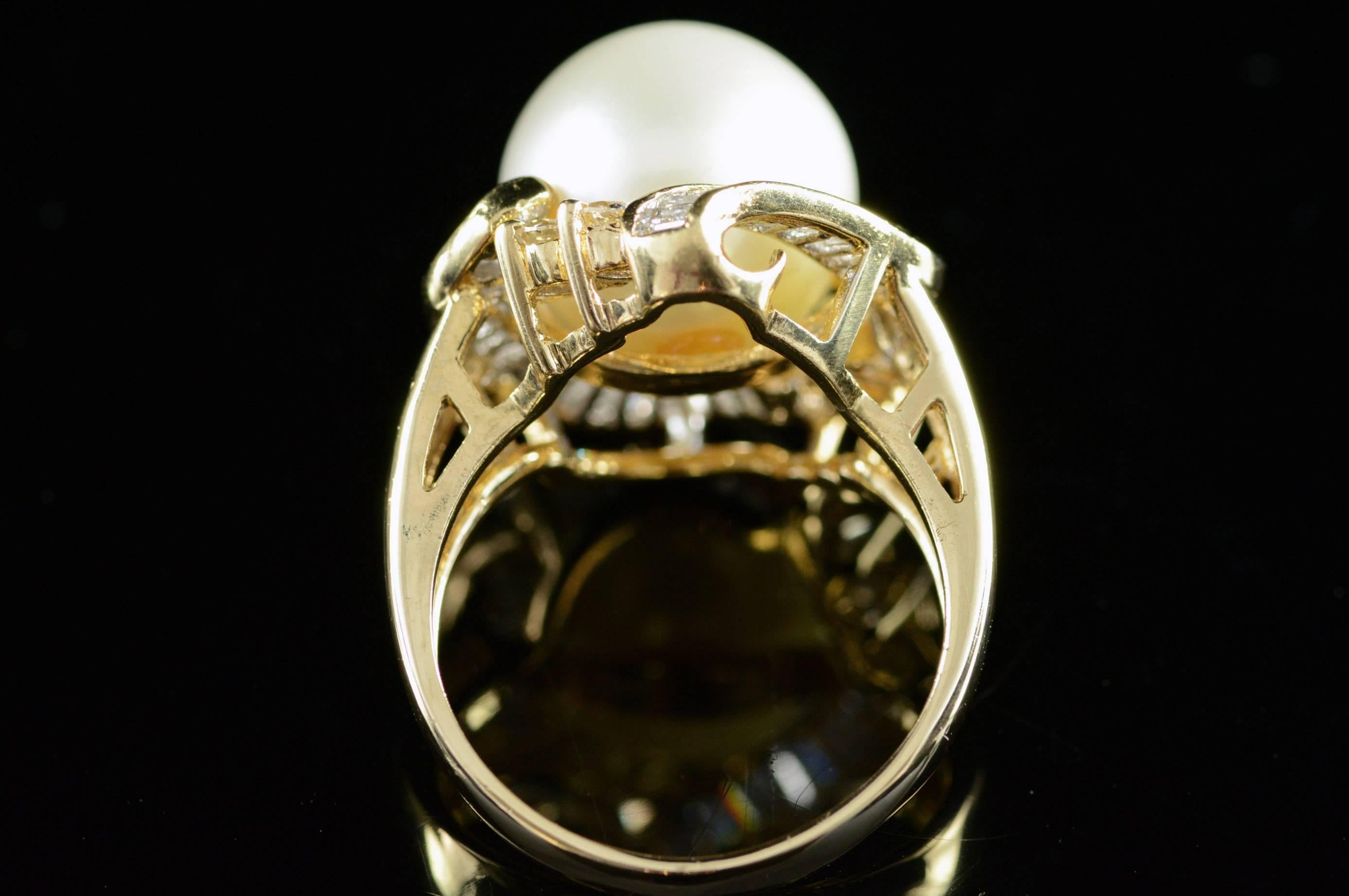 Perle Diamant Halo Gold Ring 3