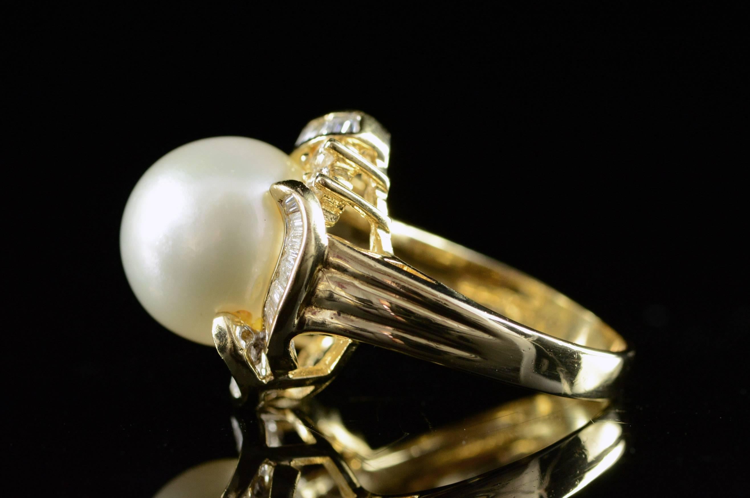 Perle Diamant Halo Gold Ring 2