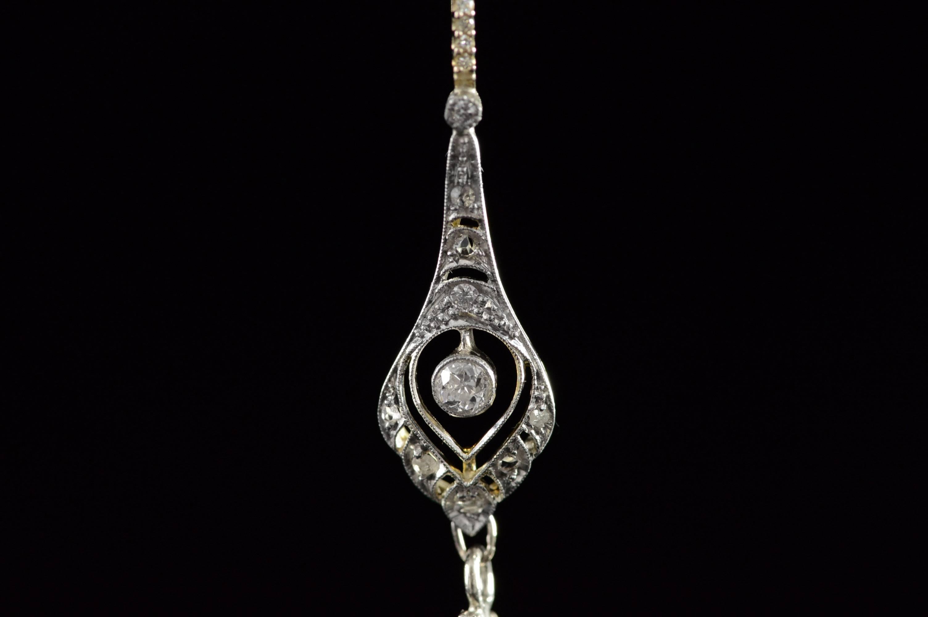 1930s Art Deco 1.04 Carat Diamond Two Color Gold Pendant  In Excellent Condition In Frederick, MD