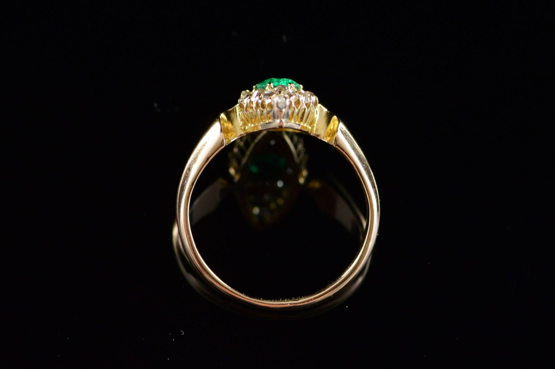 Victorian Emerald Old Mine Cut Diamond Gold Ring 3