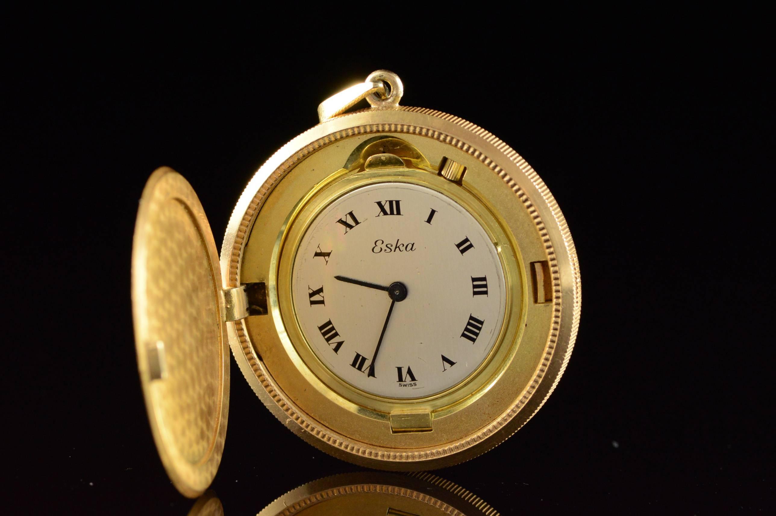  Eska $20 US Gold Liberty Hidden Pocket Watch In Good Condition In Frederick, MD