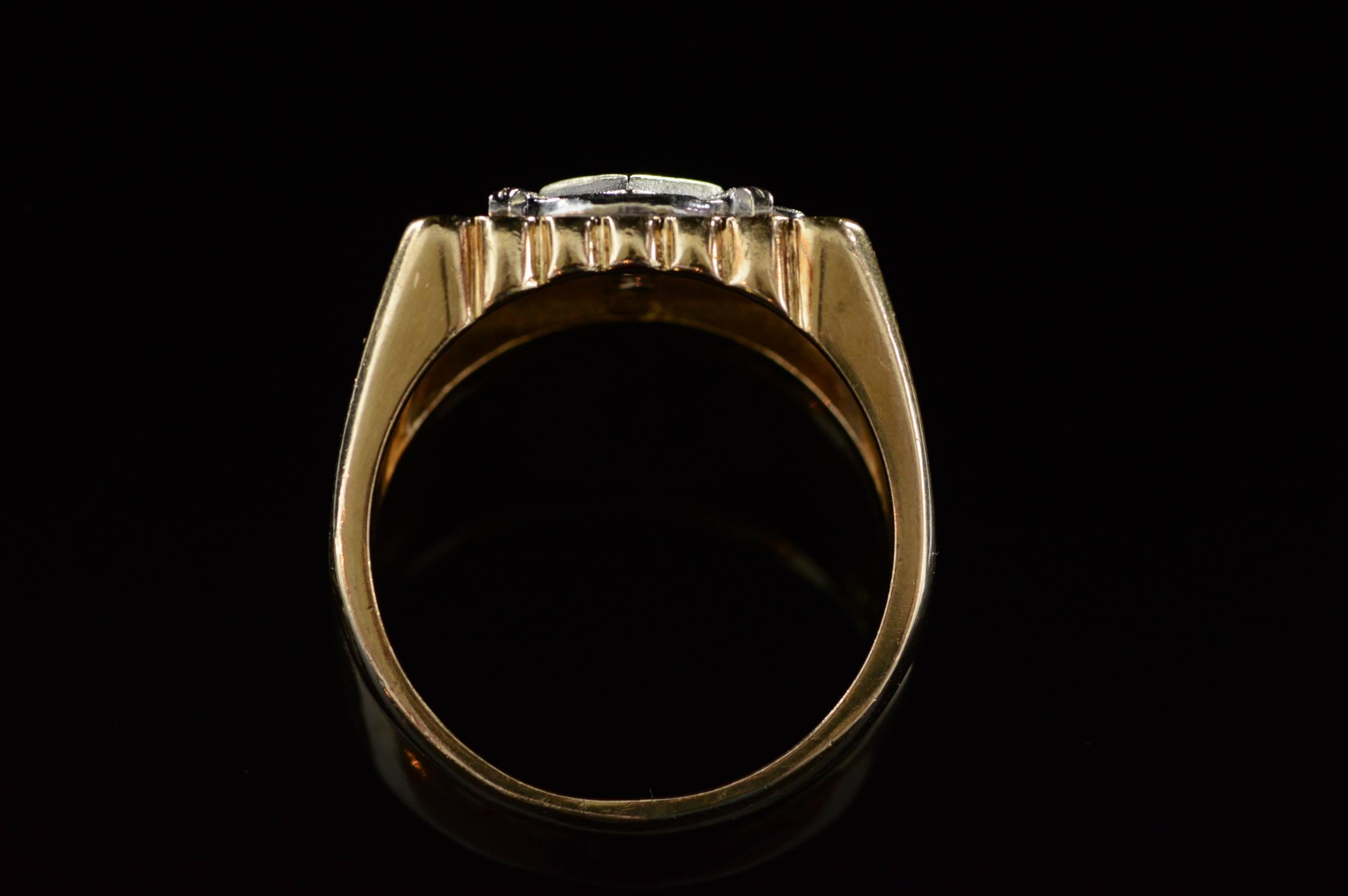 1920s Diamond Gold Masonic Fraternal Order Ring 5