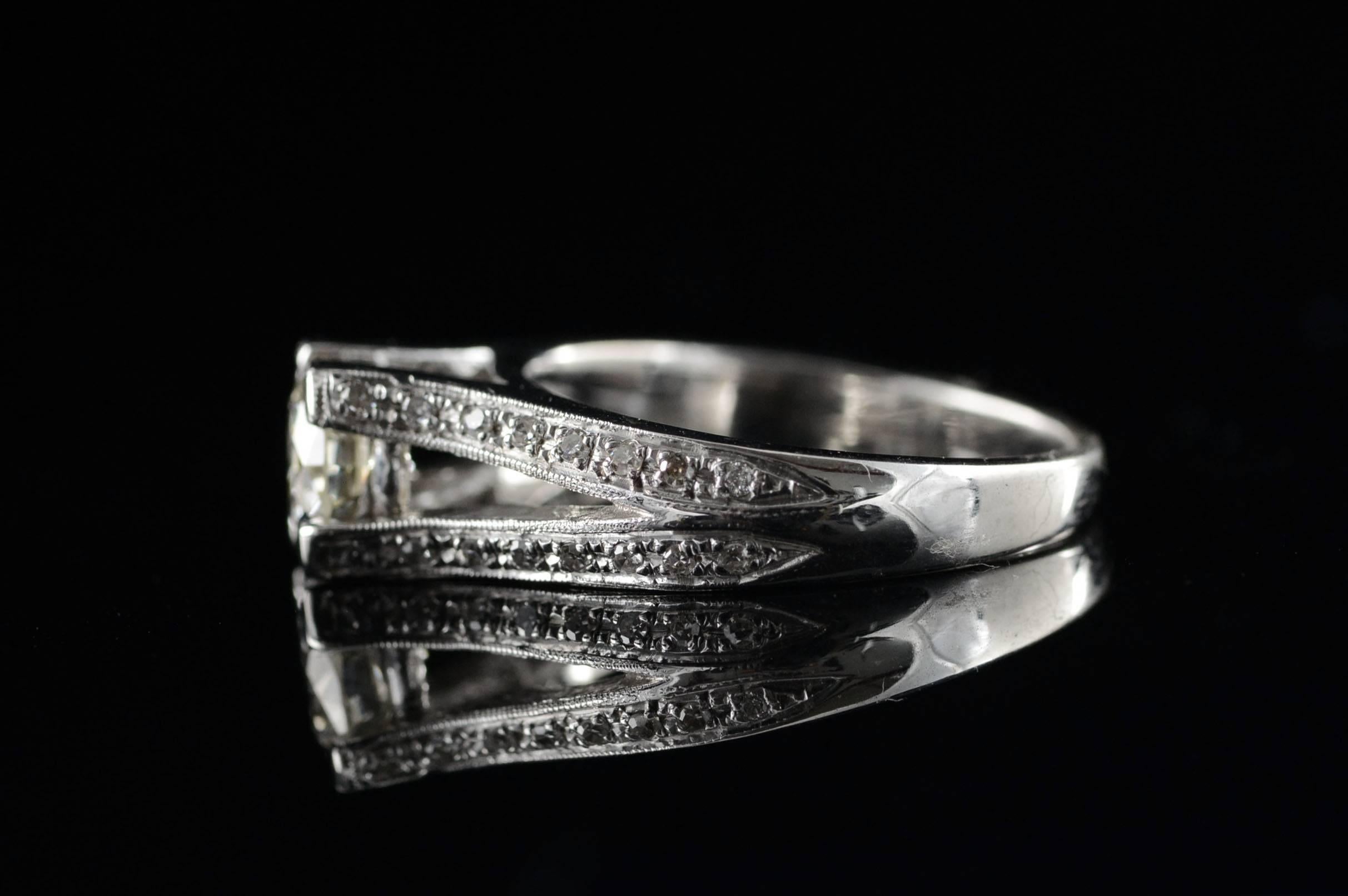 Modern Split Shank Diamond Engagement Ring For Sale 1