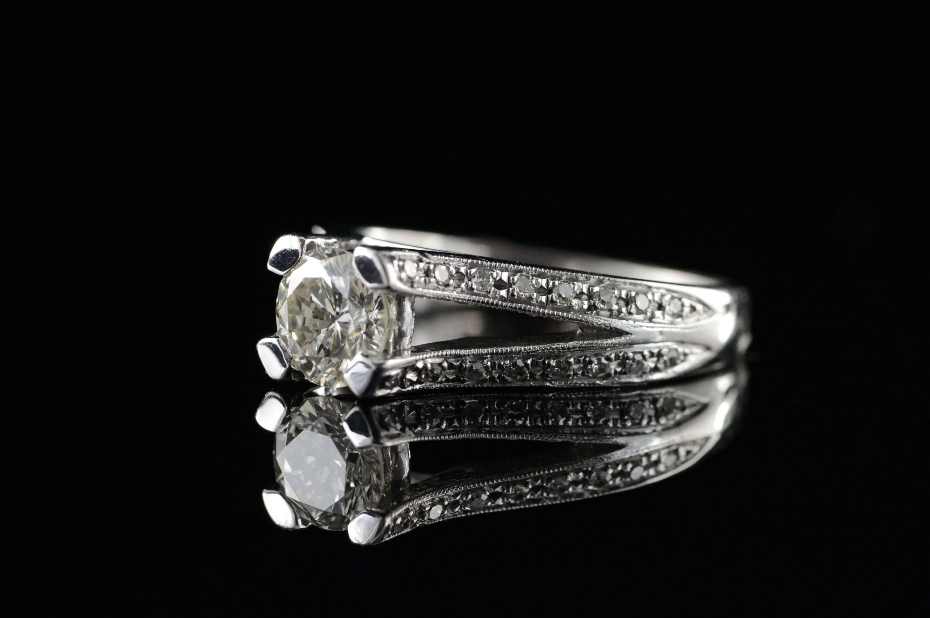 Women's Modern Split Shank Diamond Engagement Ring For Sale