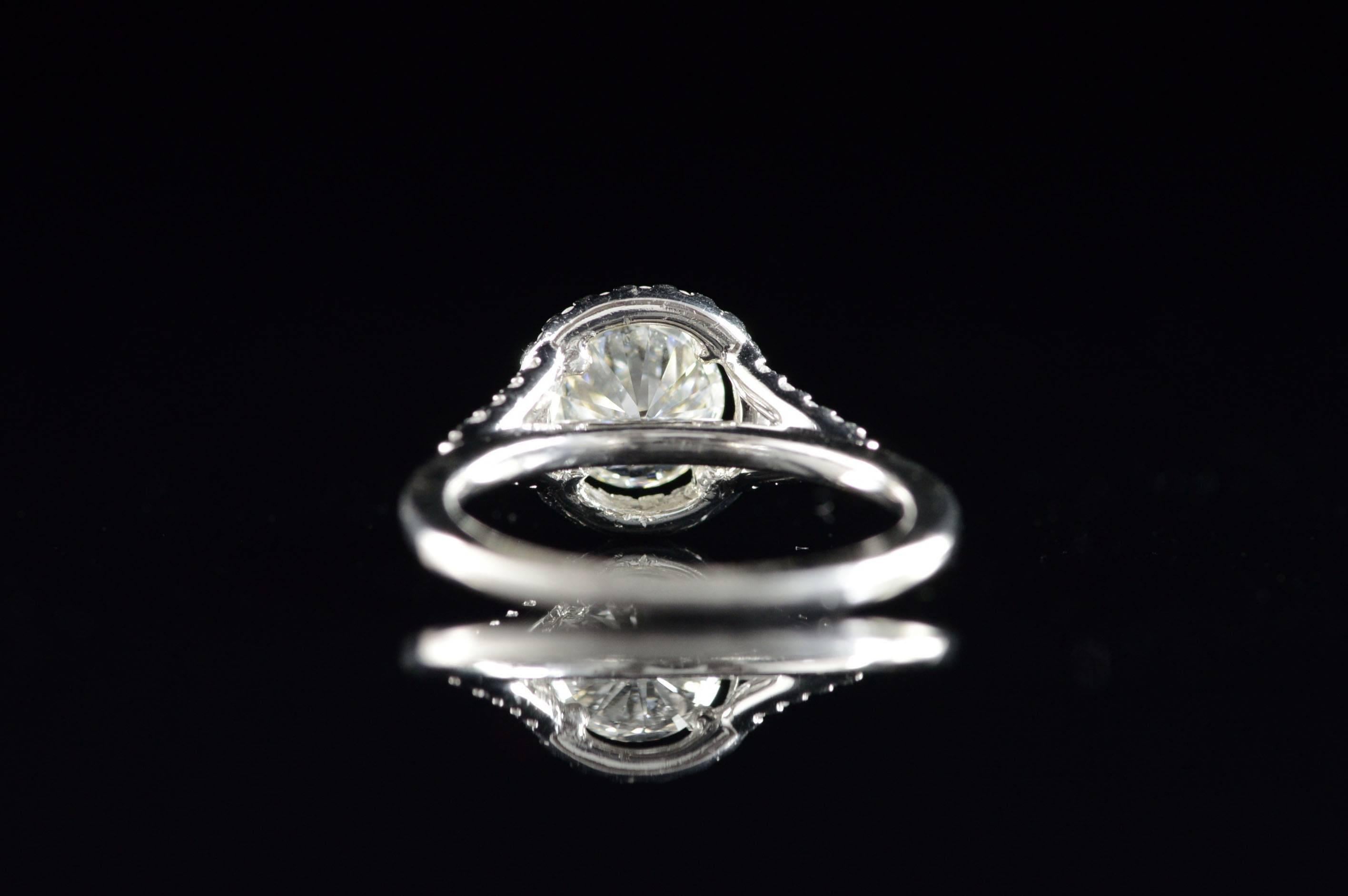Diamond Platinum Halo Engagement Ring  For Sale 3