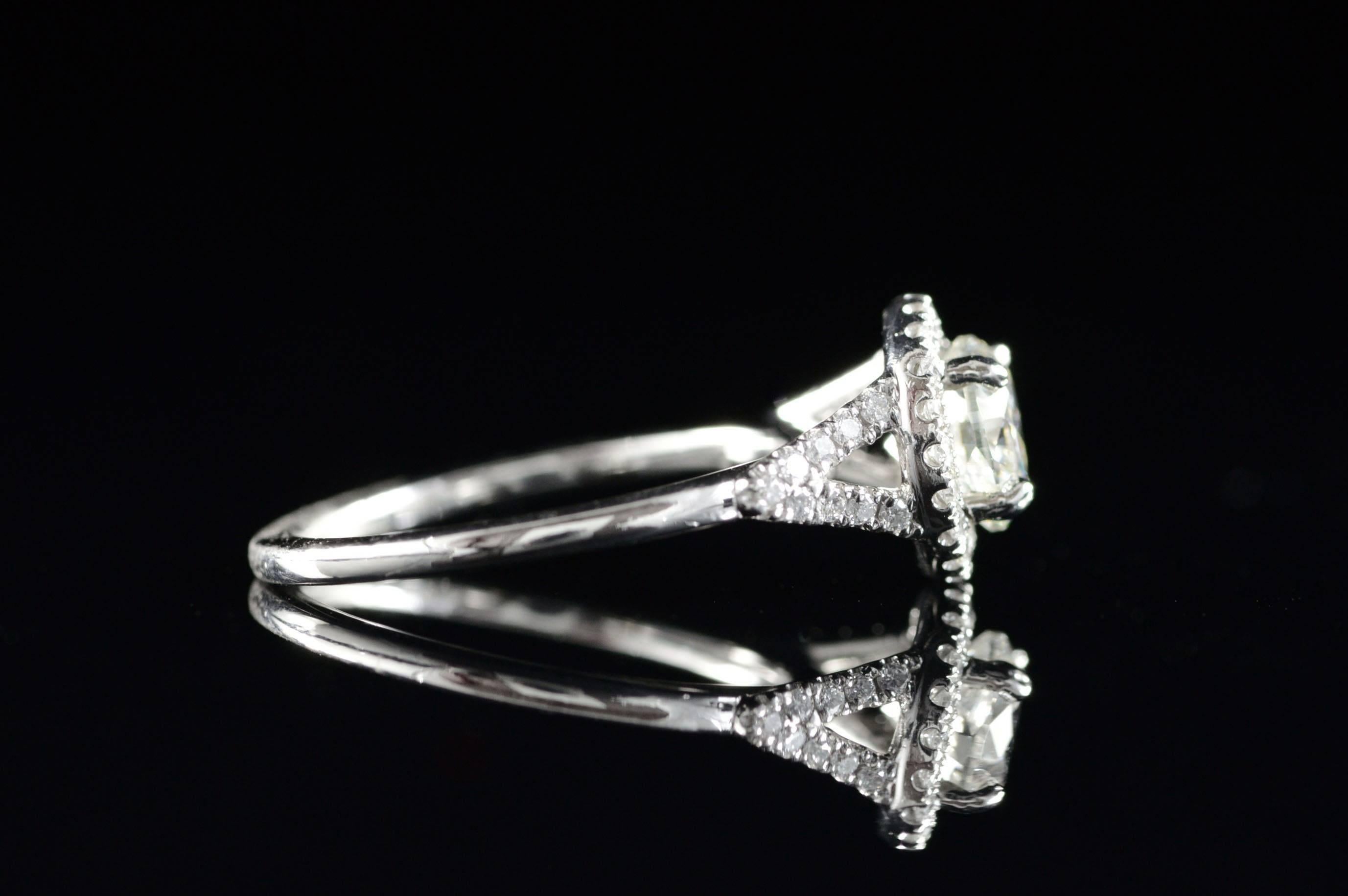 Diamond Platinum Halo Engagement Ring  For Sale 2
