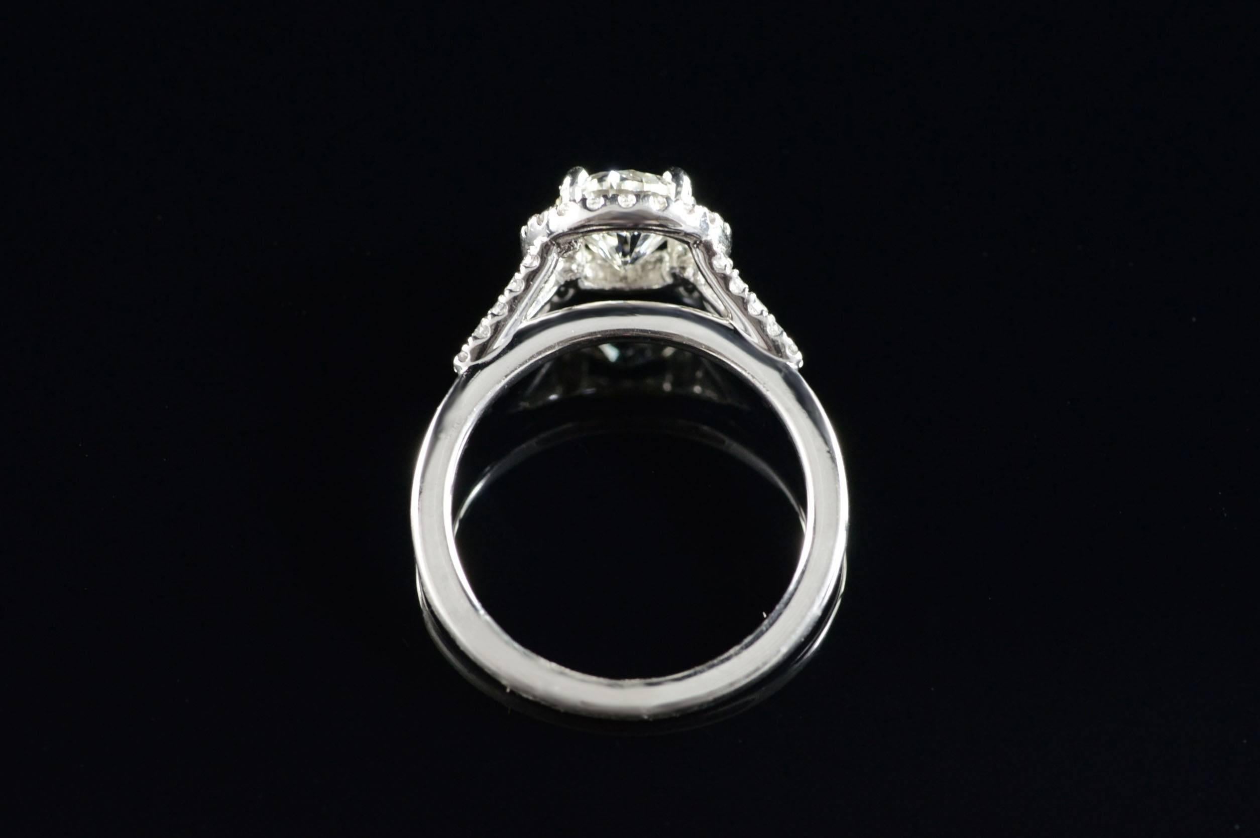 Diamond Platinum Halo Engagement Ring  For Sale 4