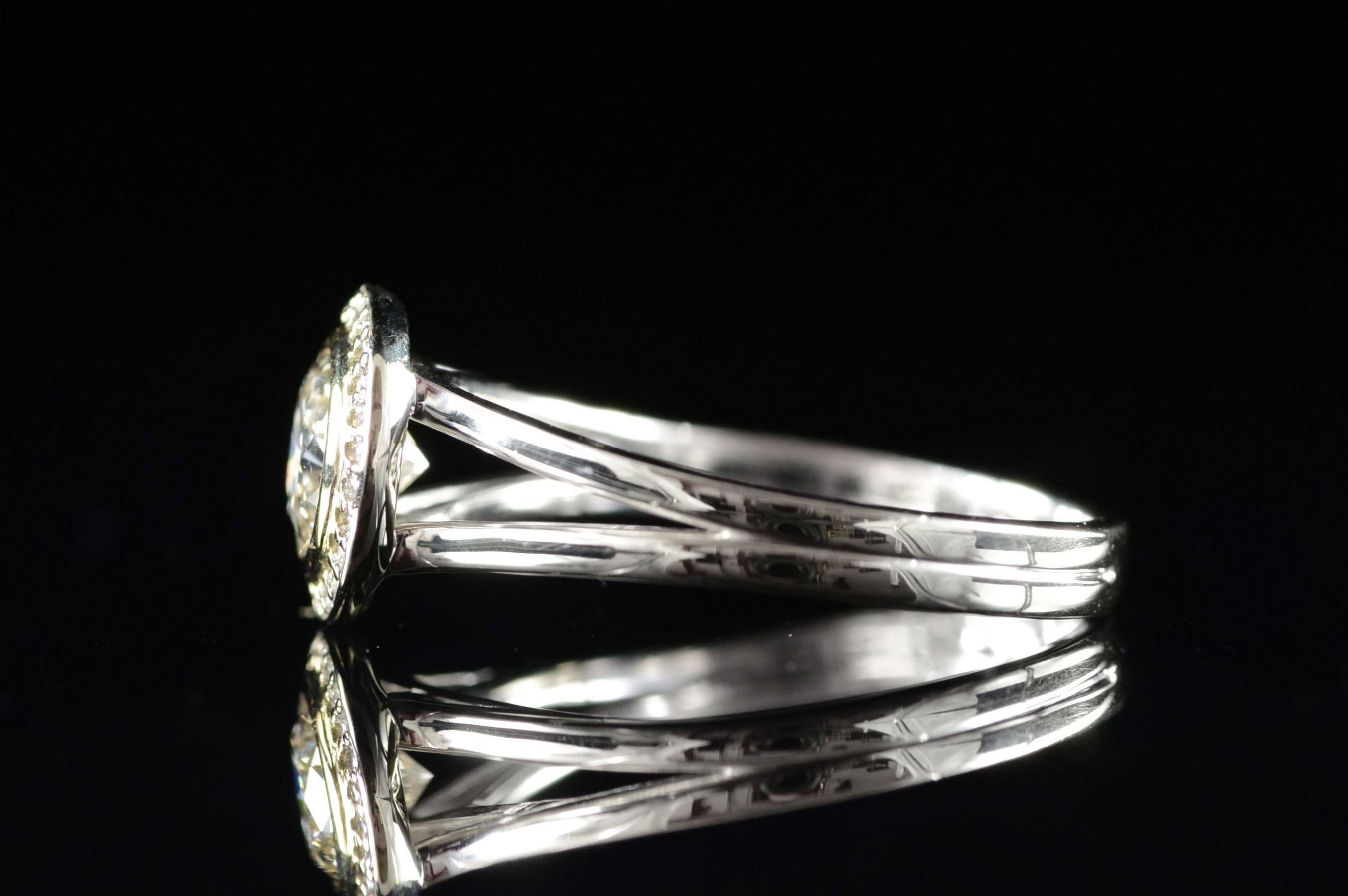 Women's Bezel Set Diamond Halo Engagement Ring
