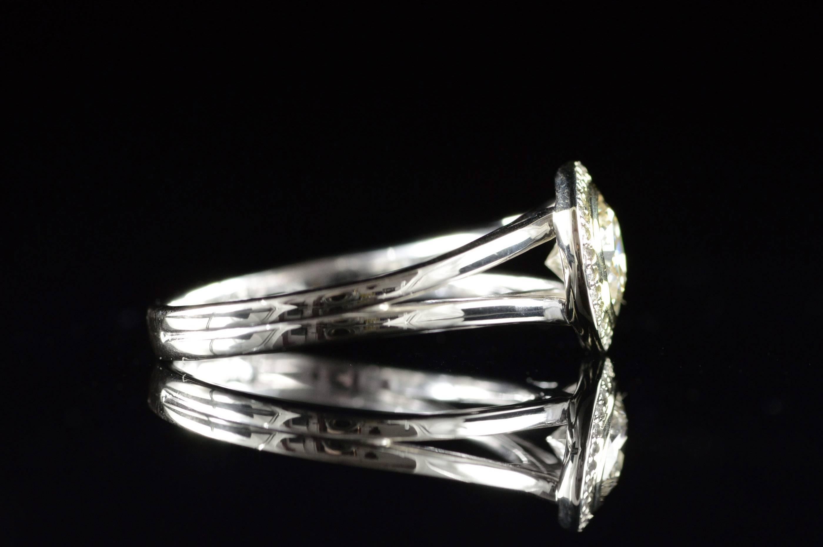 Bezel Set Diamond Halo Engagement Ring 2