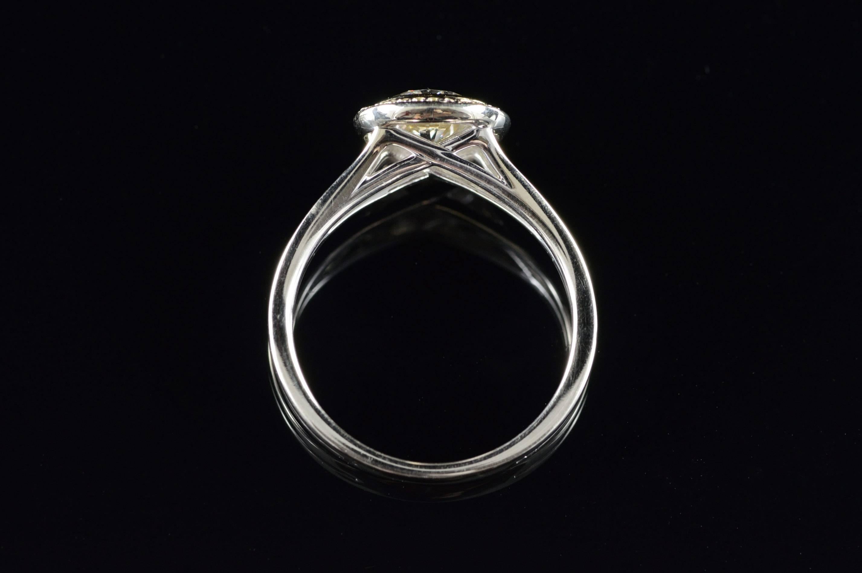Bezel Set Diamond Halo Engagement Ring 4