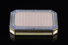 Edwardian Wavy Patterned Enamel Cigarette Sterling Silver Case