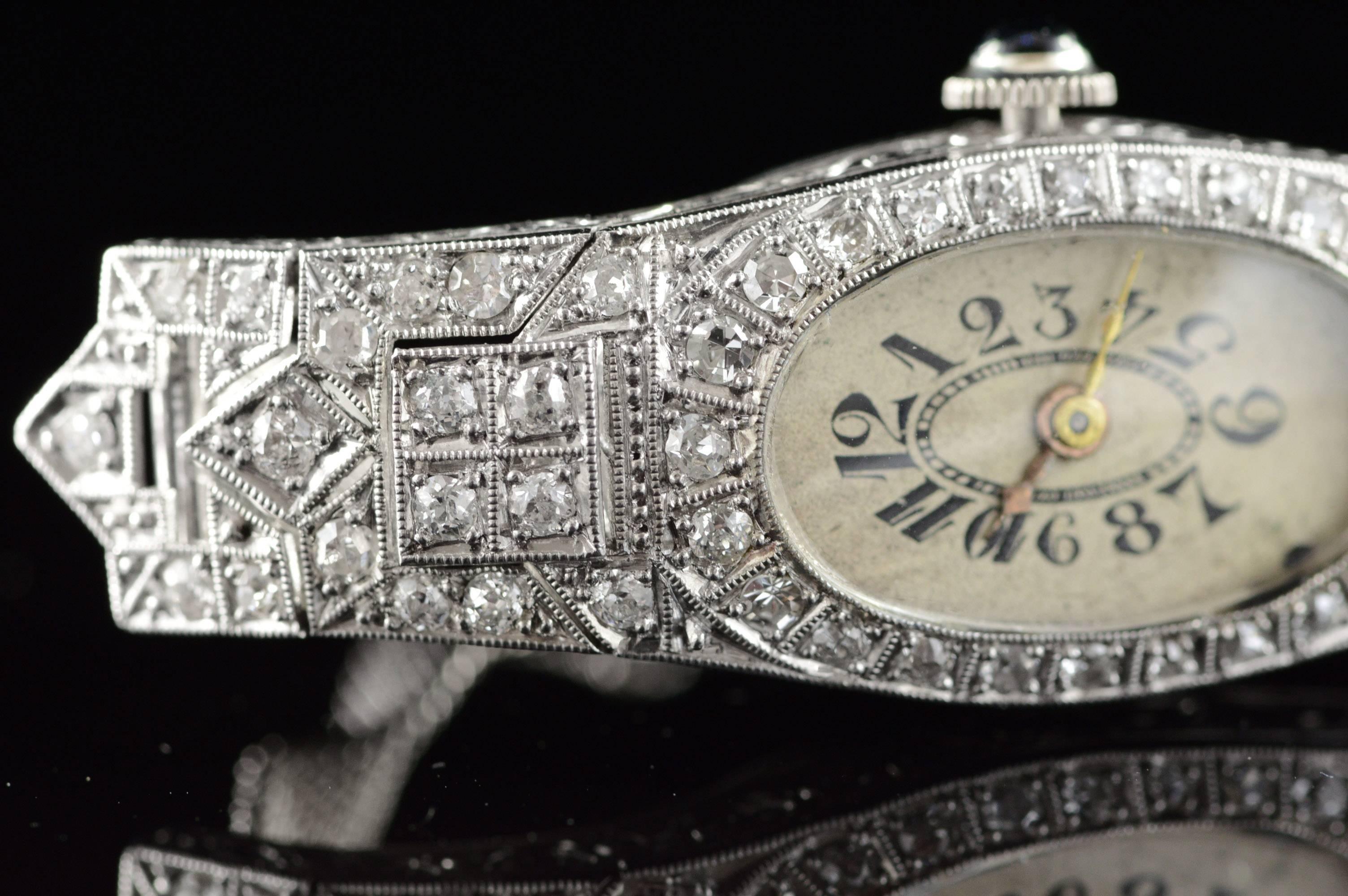 Women's  Old Mine Cut Diamond Filigree Vintage Gold Watch