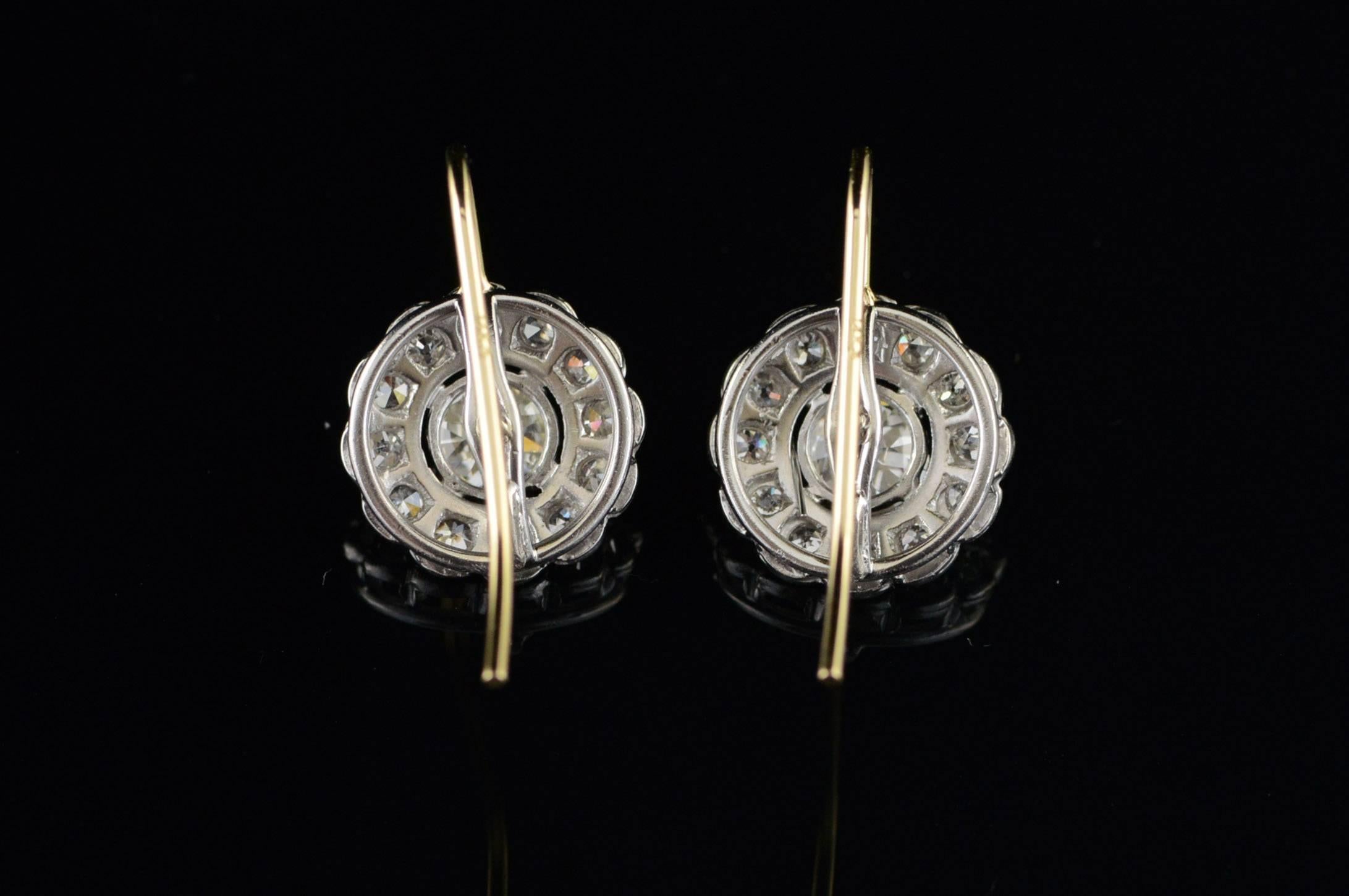 1.92 Carat Total Weight Victorian Diamond Earrings For Sale 2