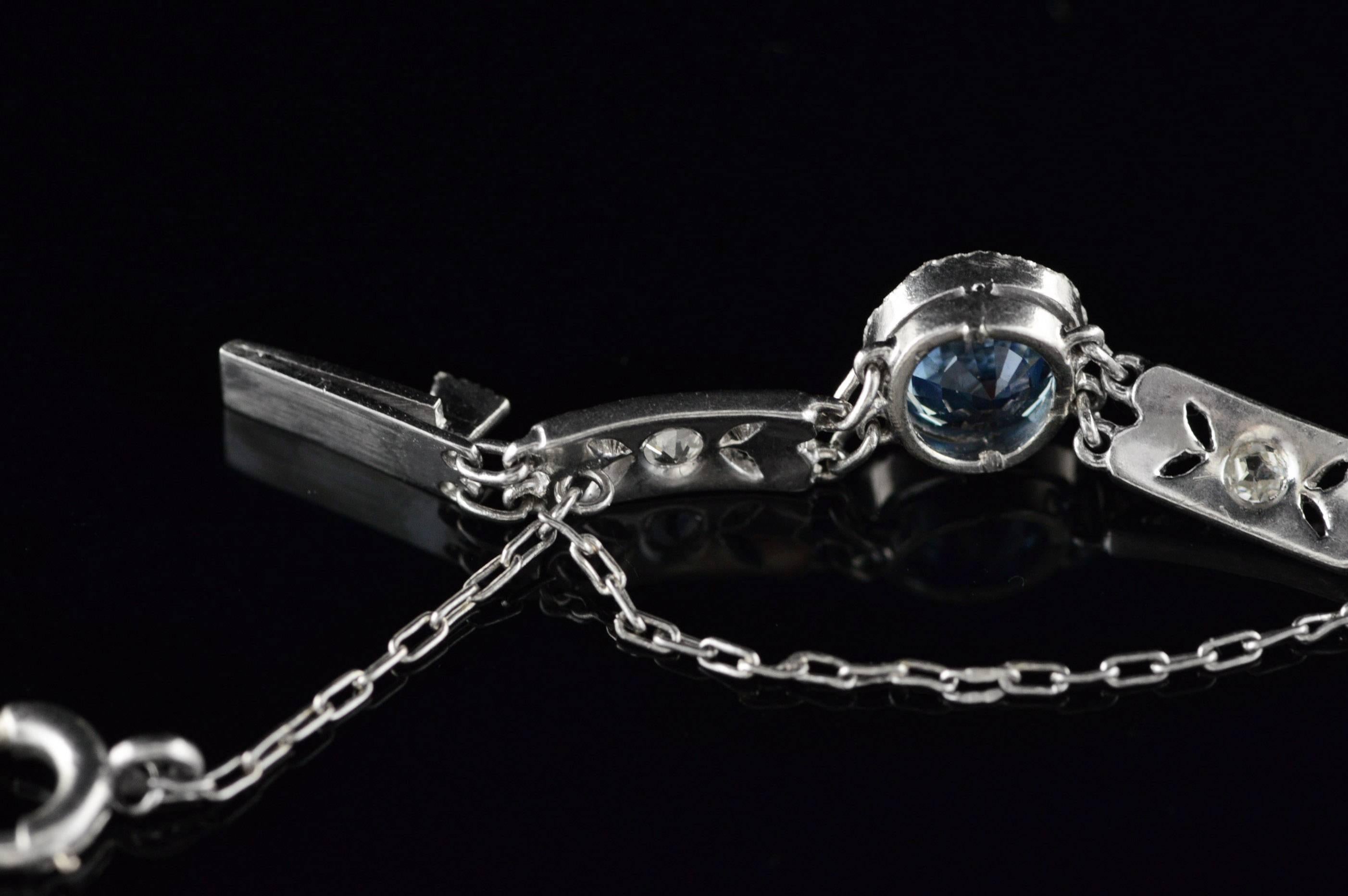  Platinum Filigree Diamond  Sapphire Bracelet 3