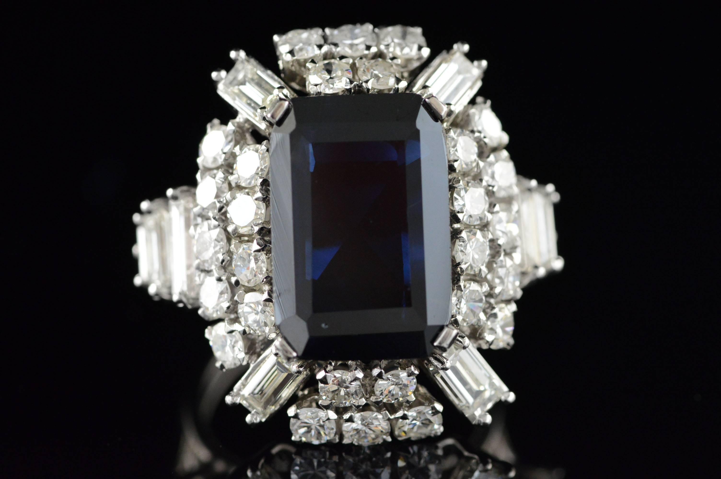 8.17 Carat Sapphire Diamond Ring  In Excellent Condition For Sale In Frederick, MD