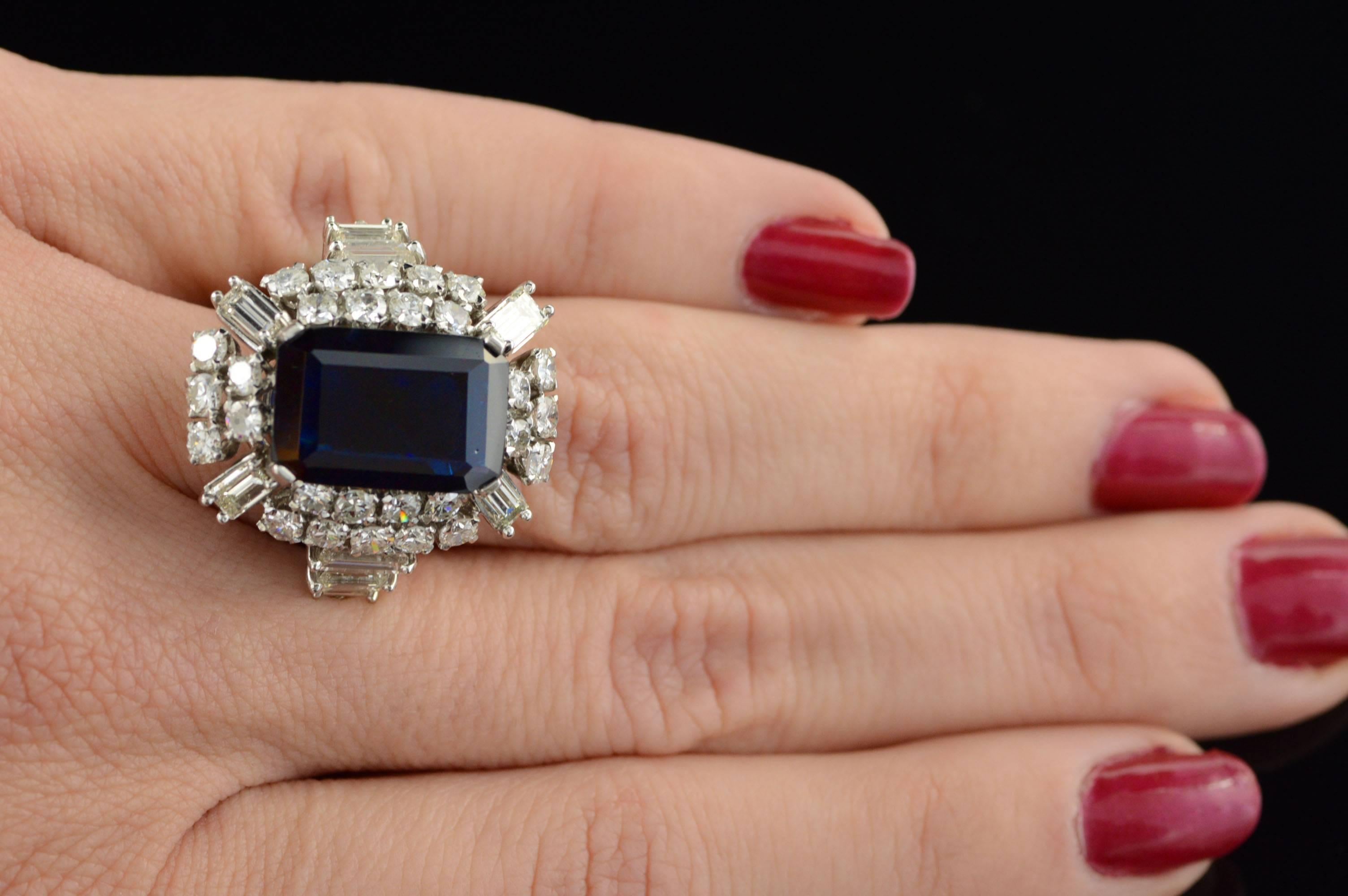 8.17 Carat Sapphire Diamond Ring  For Sale 5