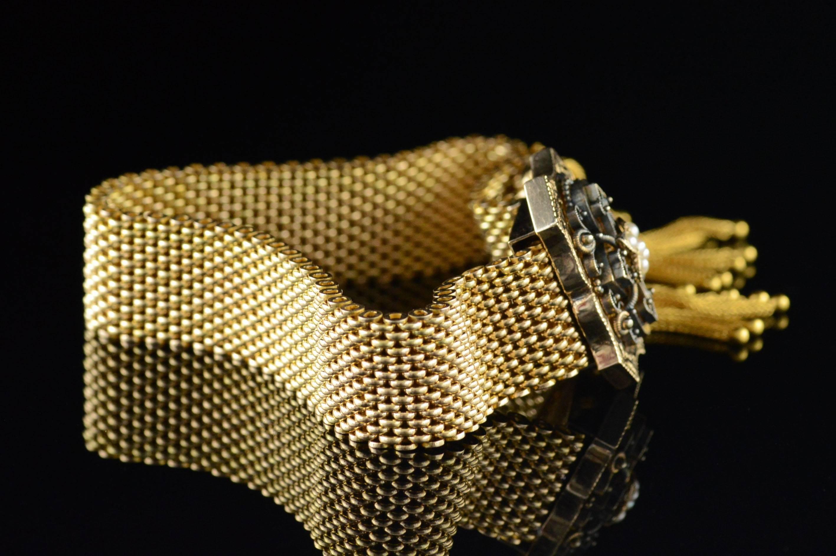 Black Enamel Victorian Mourning Gold Bracelet 1