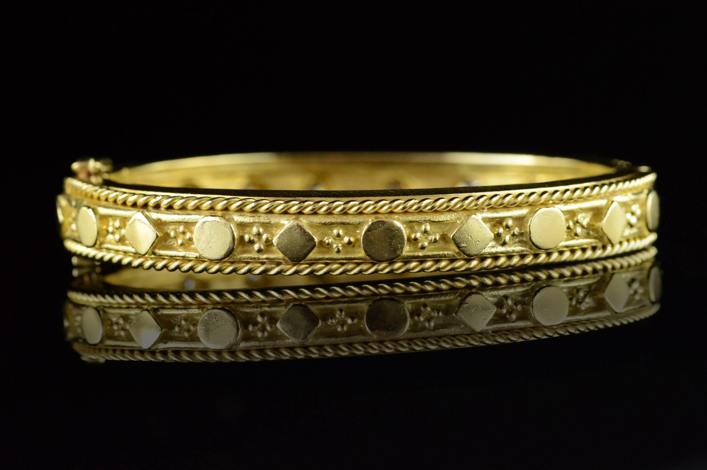 Modern Diamond & Gold Hinged Bangle Bracelet 1
