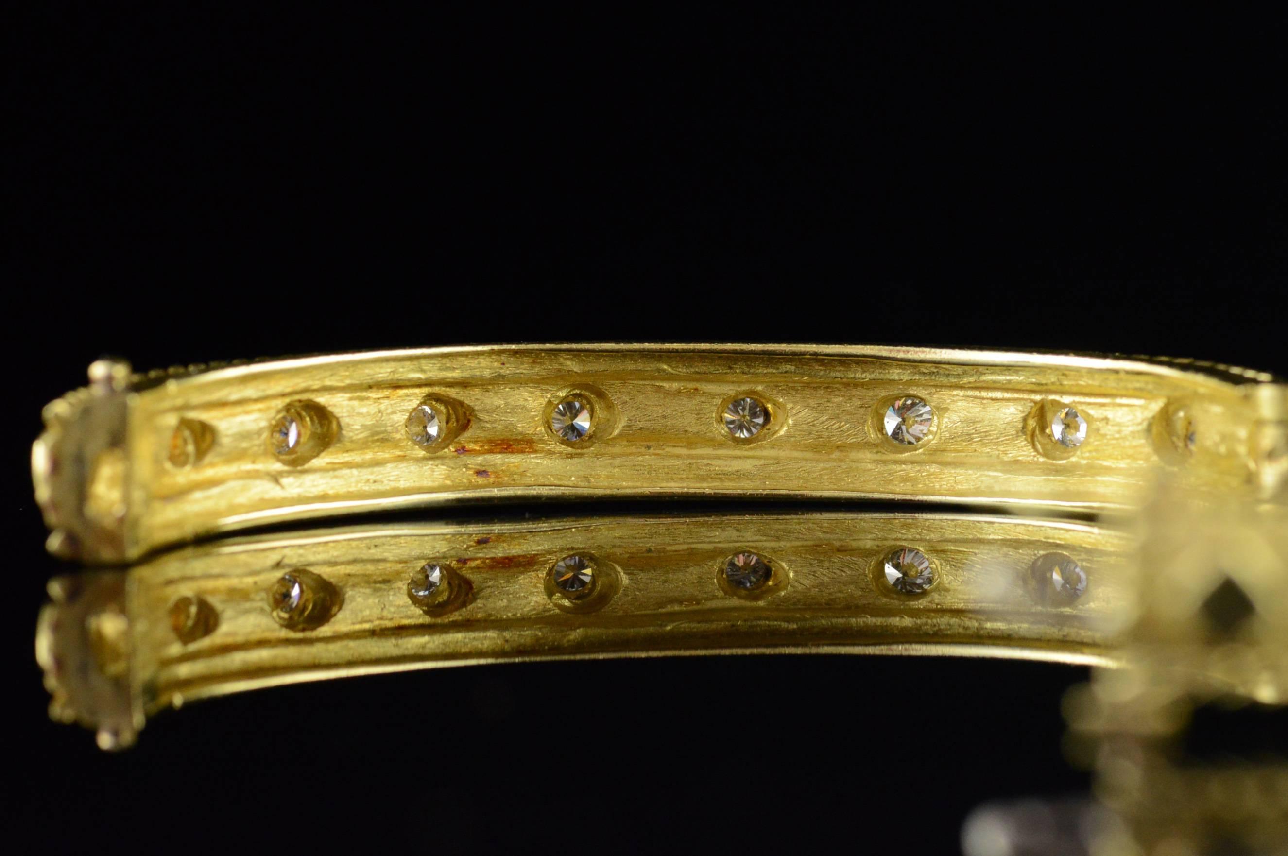 Modern Diamond & Gold Hinged Bangle Bracelet 6