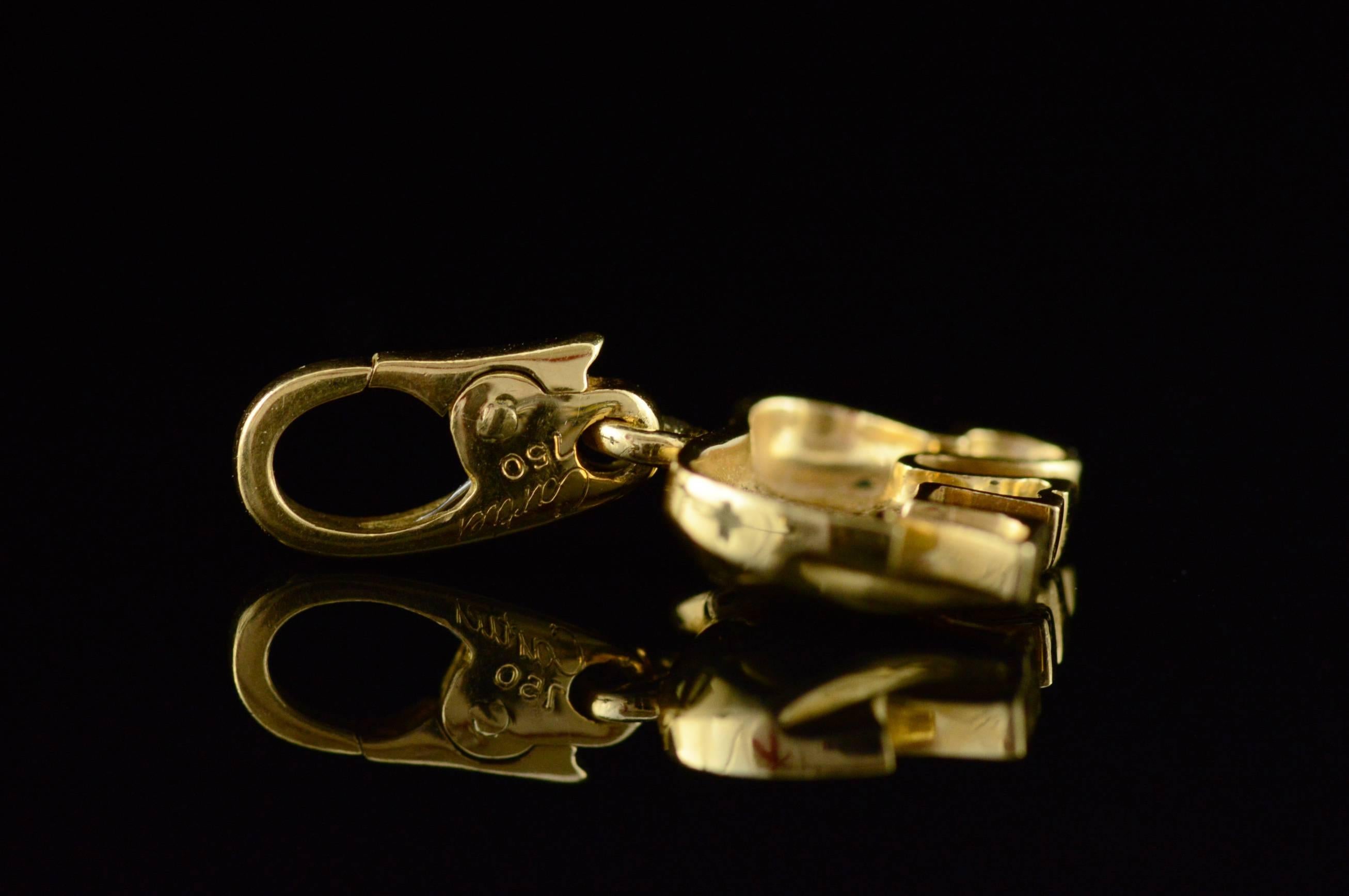 Women's or Men's 1970s Cartier Emerald Eye Gold Elephant Pendant