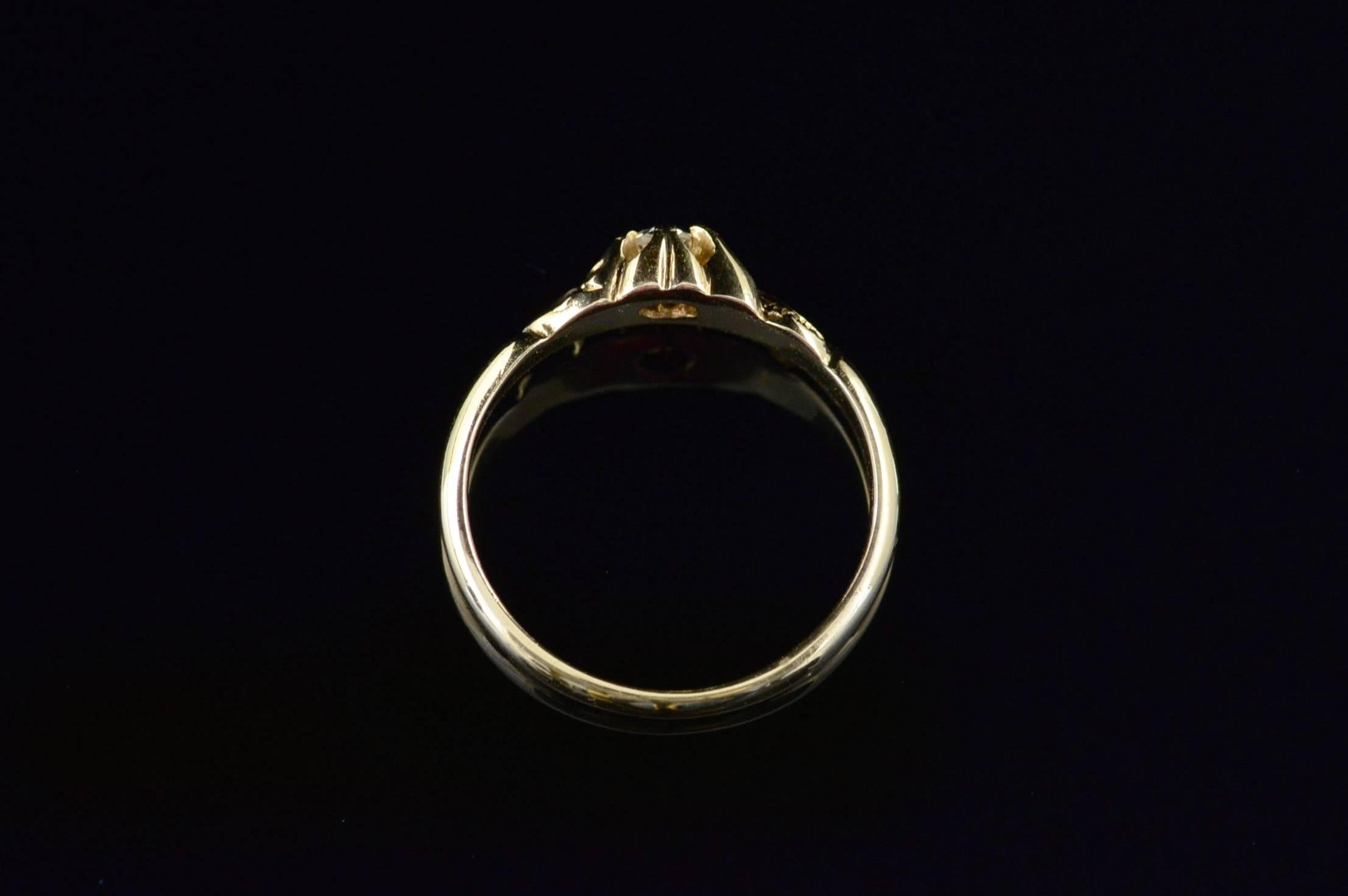 Victorian Mine Cut Diamond Gold Engagement Ring 2
