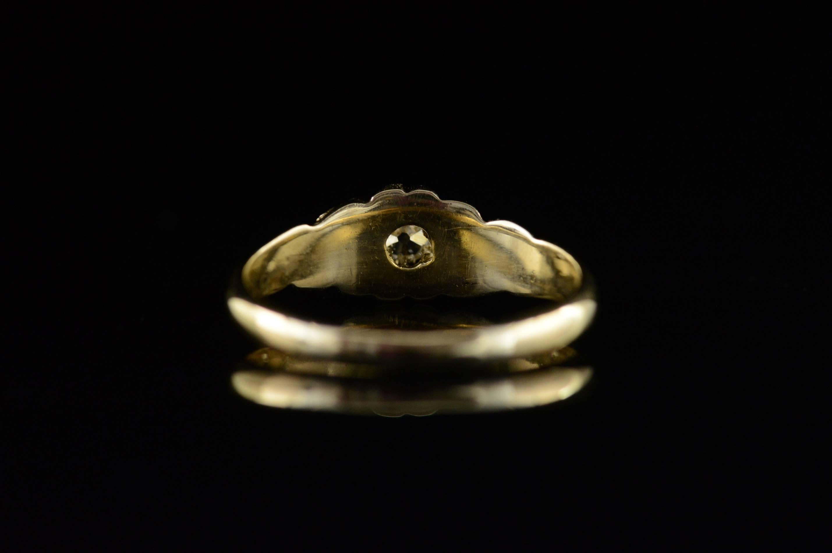Victorian Mine Cut Diamond Gold Engagement Ring 3