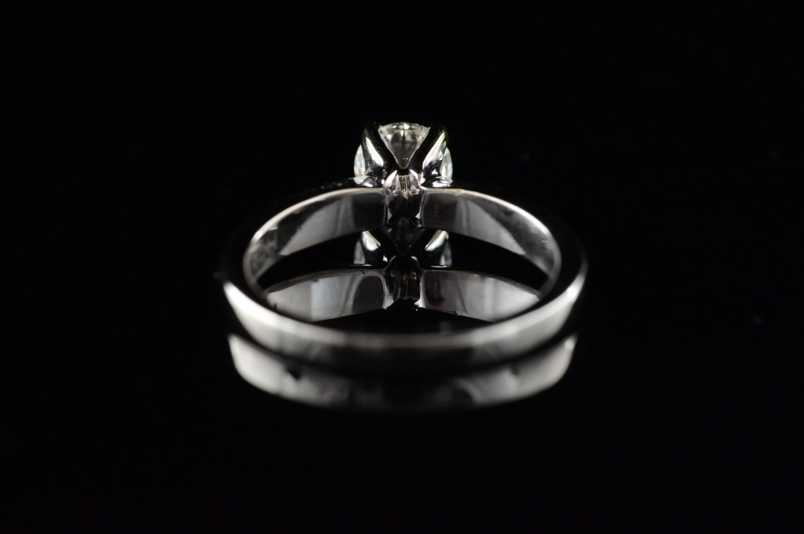0.70 Carat Hearts on Fire Diamond Solitaire Engagement Ring In Excellent Condition For Sale In Frederick, MD