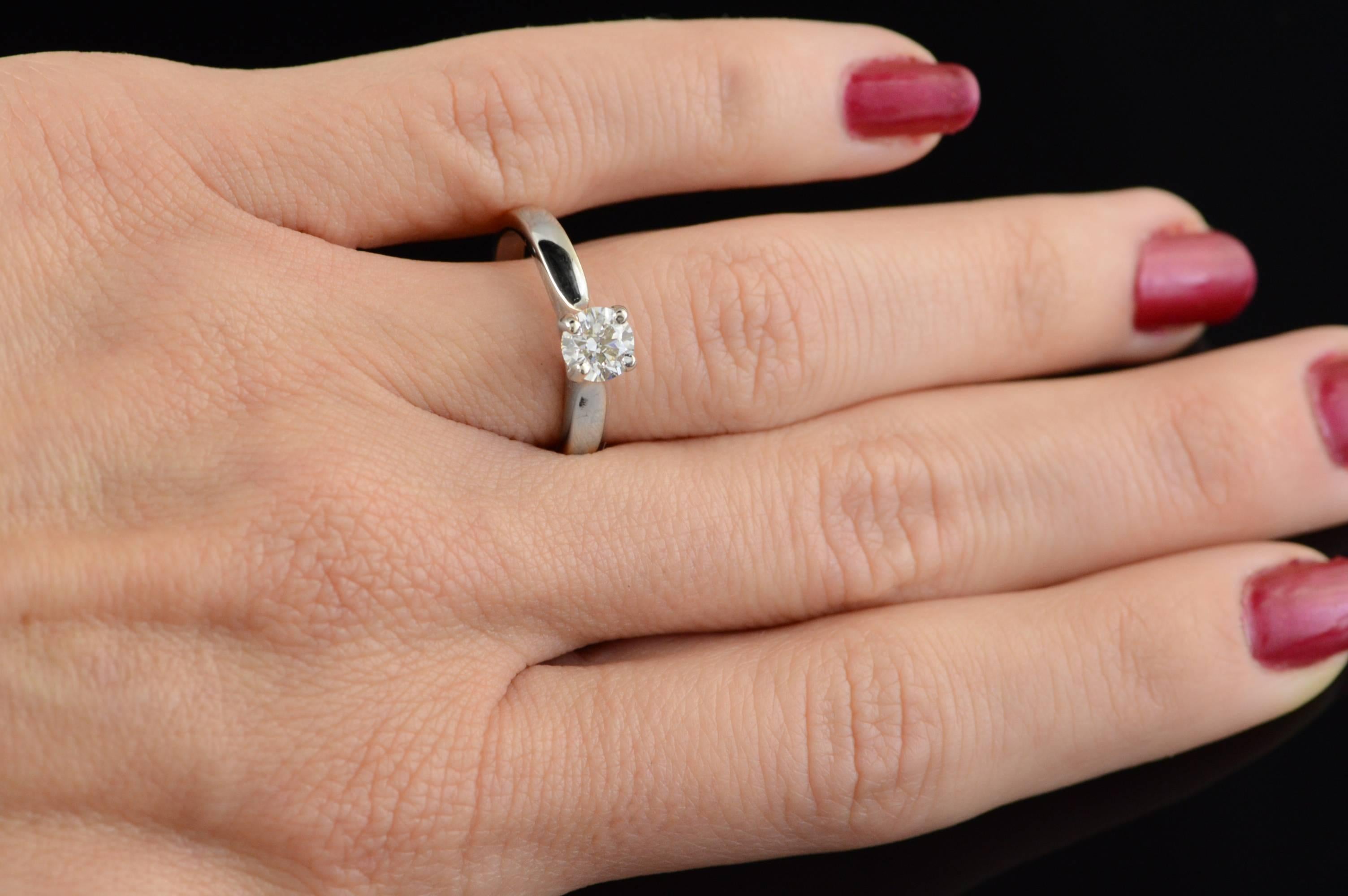 0.70 Carat Hearts on Fire Diamond Solitaire Engagement Ring For Sale 1