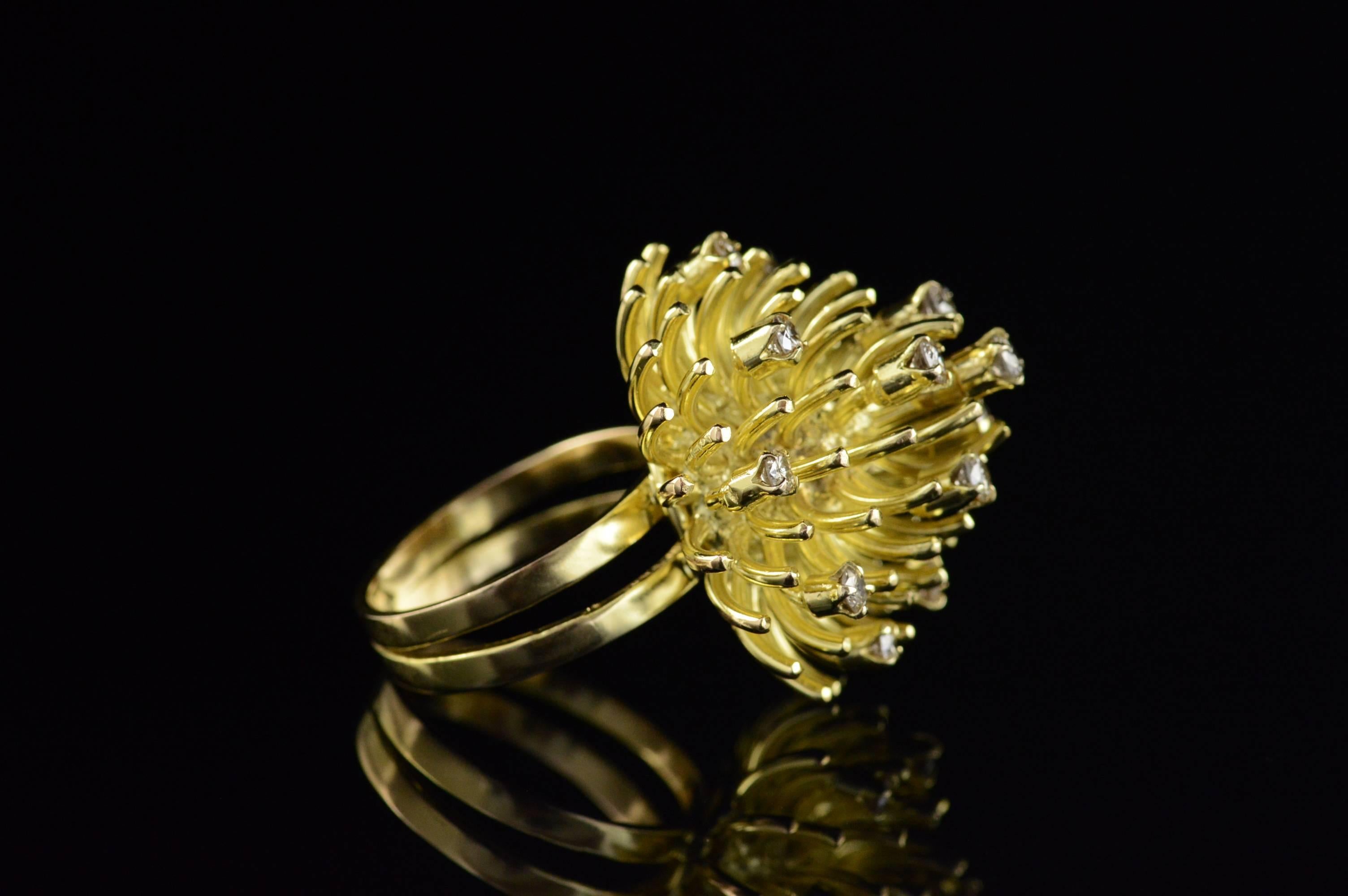 Diamond Gold Starburst Ring 1