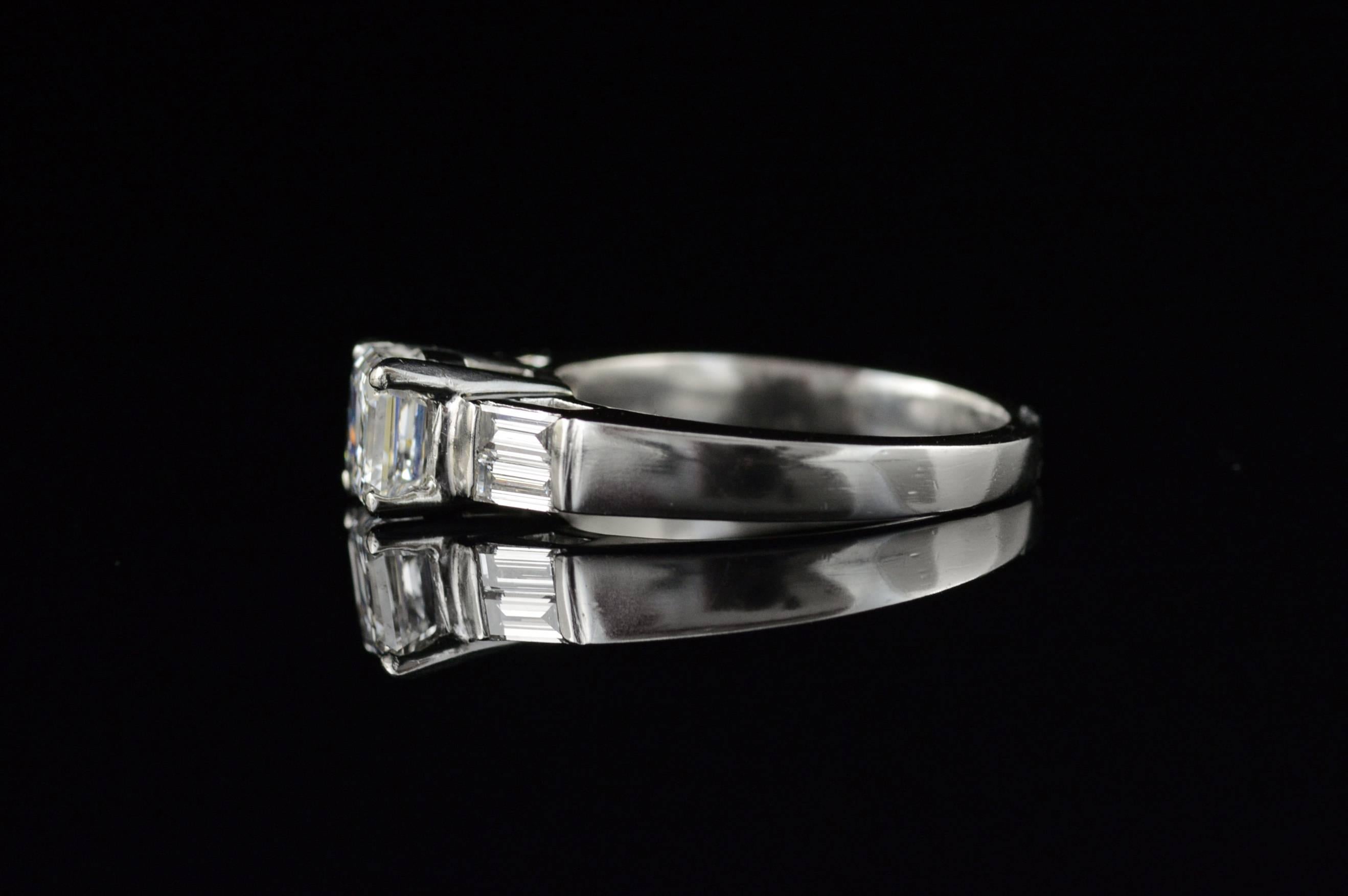 1.02 Carat GIA Certified Asscher Diamond Platinum Engagement Ring 2