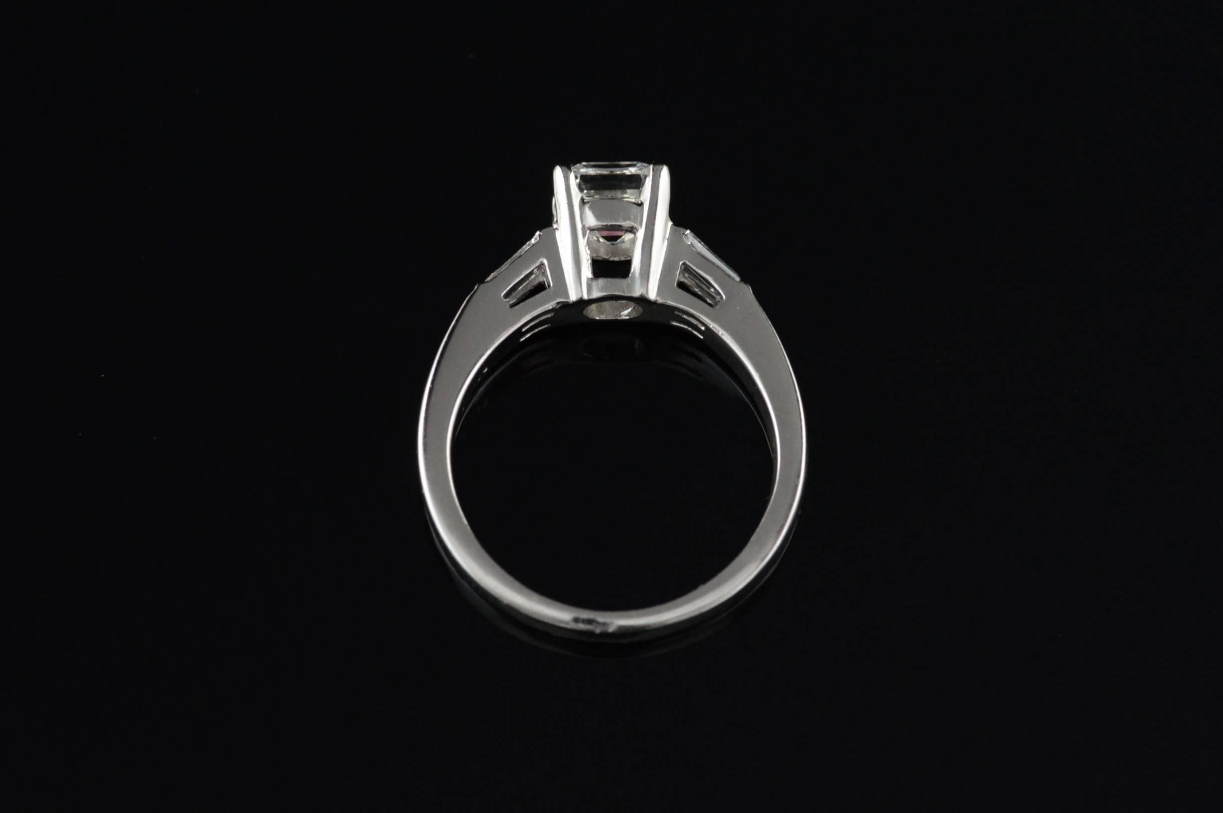1.02 Carat GIA Certified Asscher Diamond Platinum Engagement Ring 4