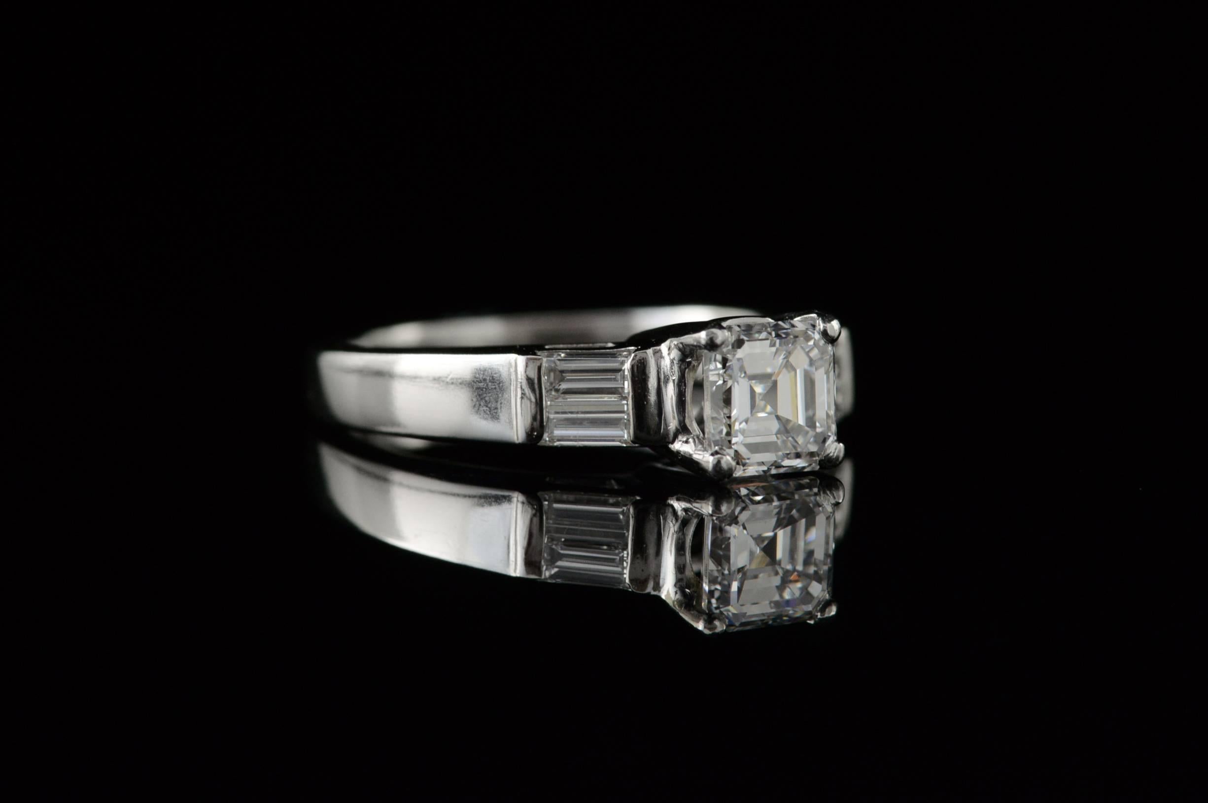 1.02 Carat GIA Certified Asscher Diamond Platinum Engagement Ring 1