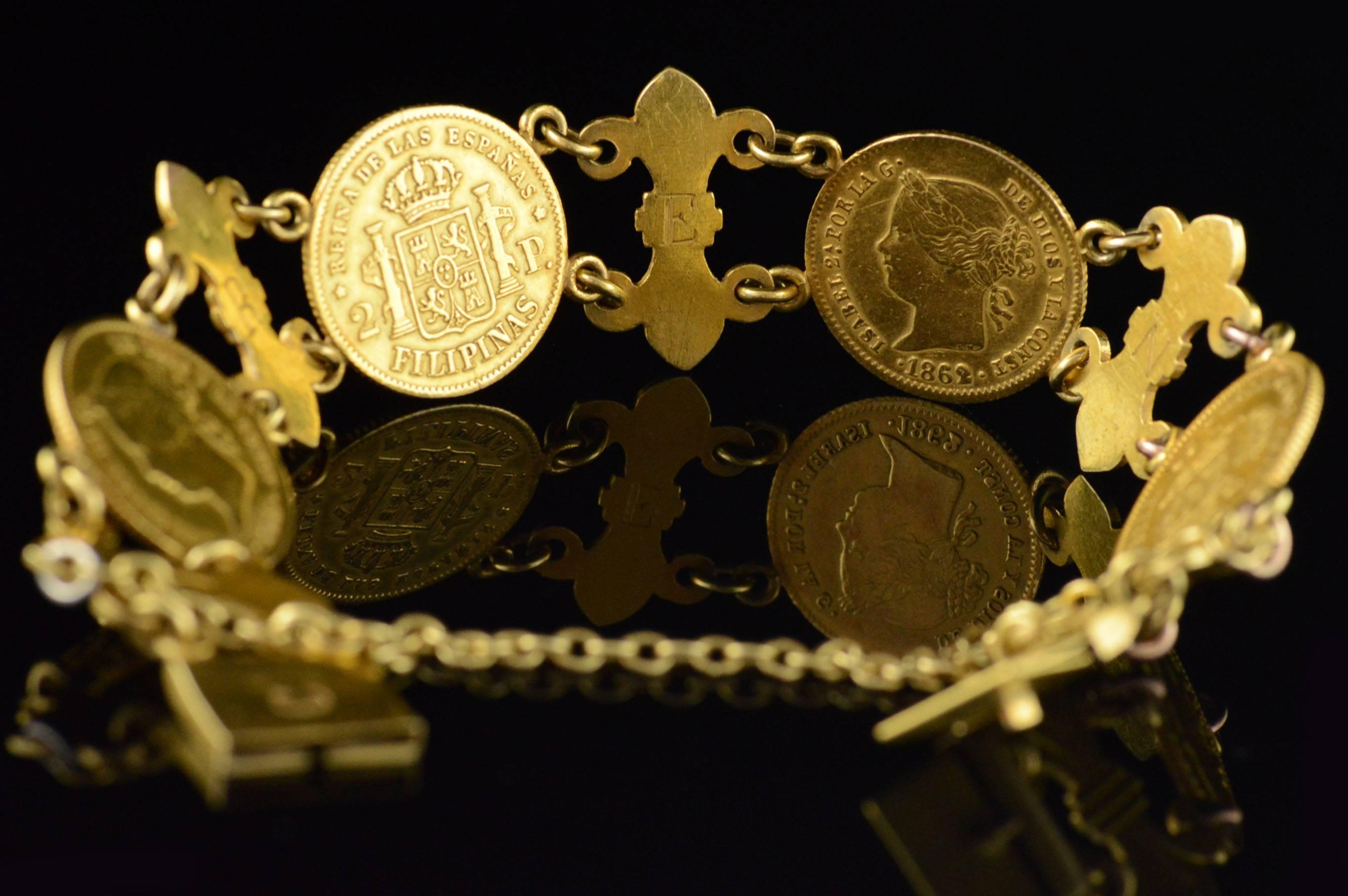 gold lira coin bracelet