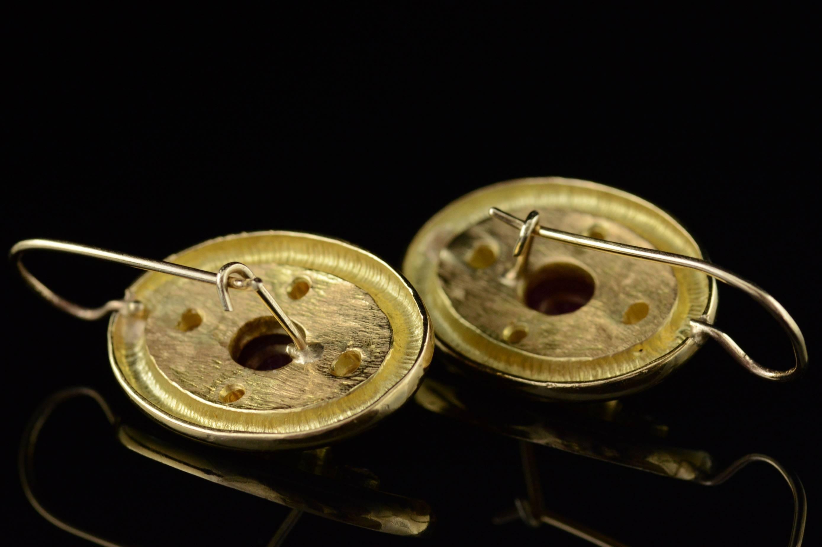 Ruby Diamond Gold Oval Modern Earrings 1