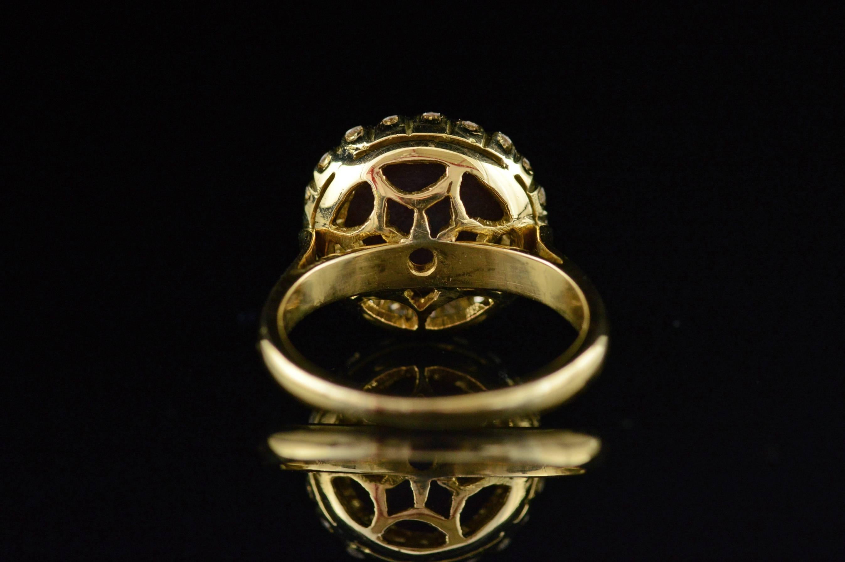 Women's or Men's 3.10 Carat Cats Eye Ruby Diamond Gold Ring For Sale