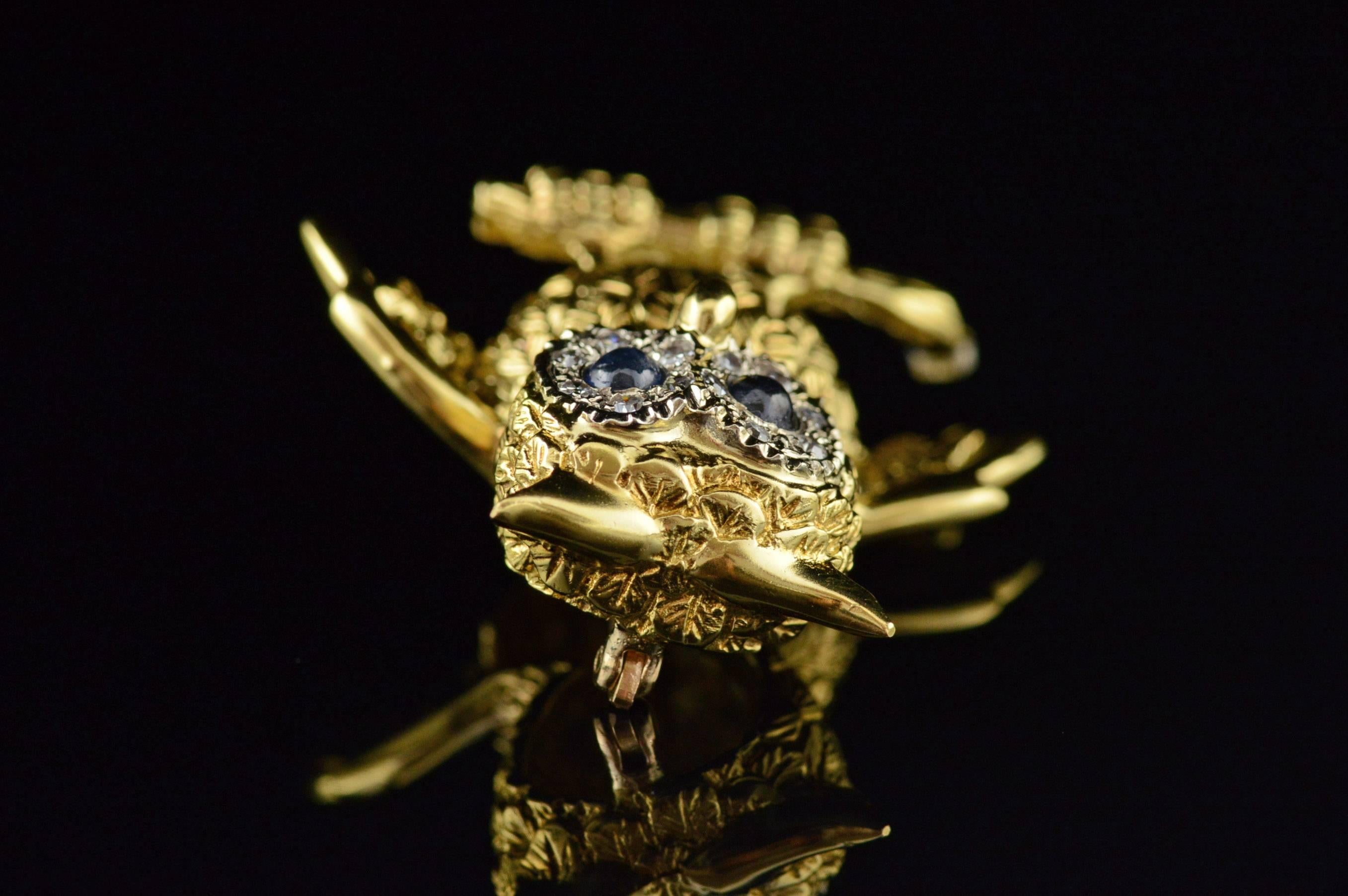 Sapphire Diamond Gold Owl Pin 4