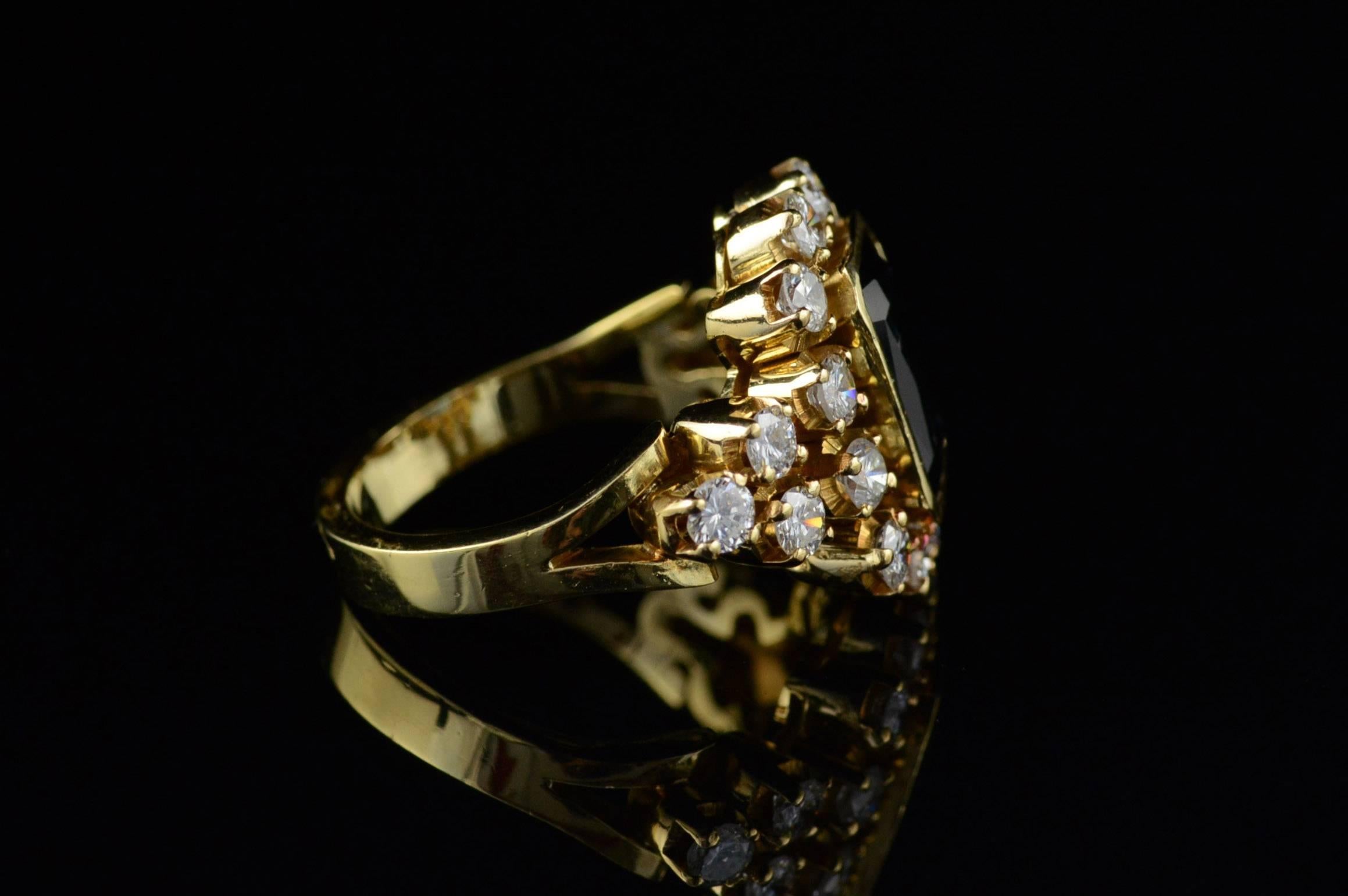 4.00 Carat Sapphire  Diamond Gold Ring For Sale 1