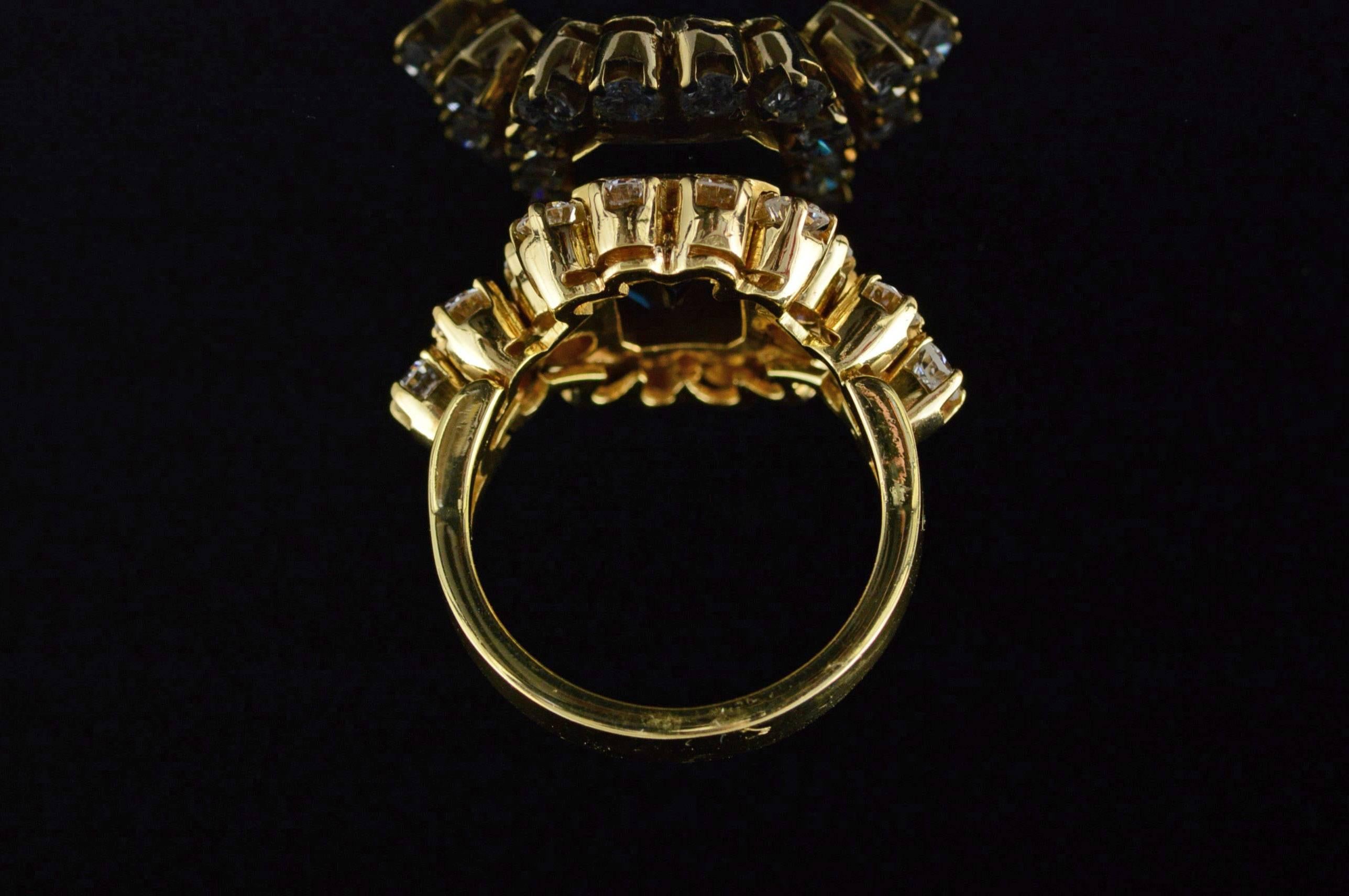 4.00 Carat Sapphire  Diamond Gold Ring For Sale 2