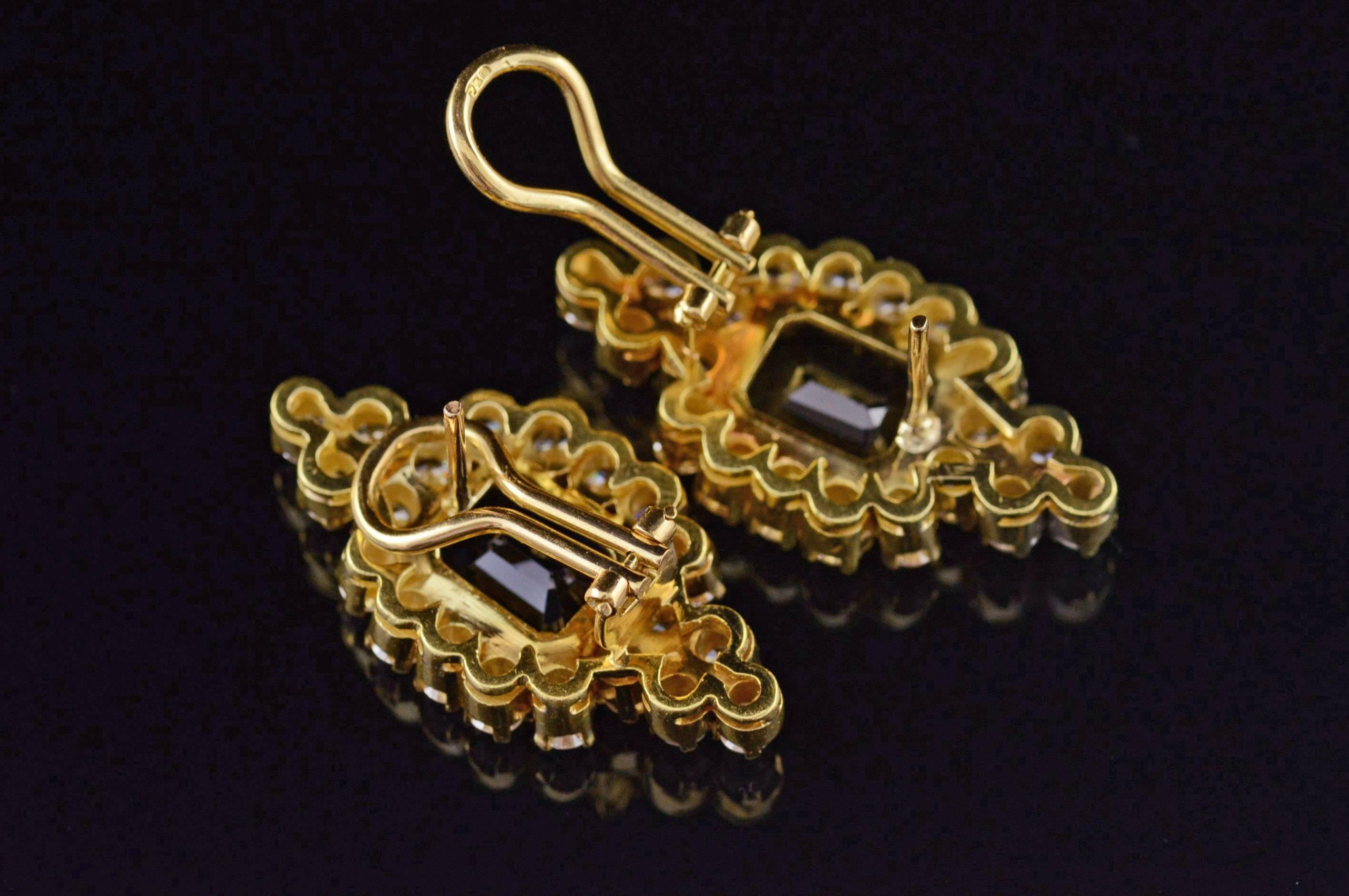  Sapphire Diamond Gold Earrings For Sale 1
