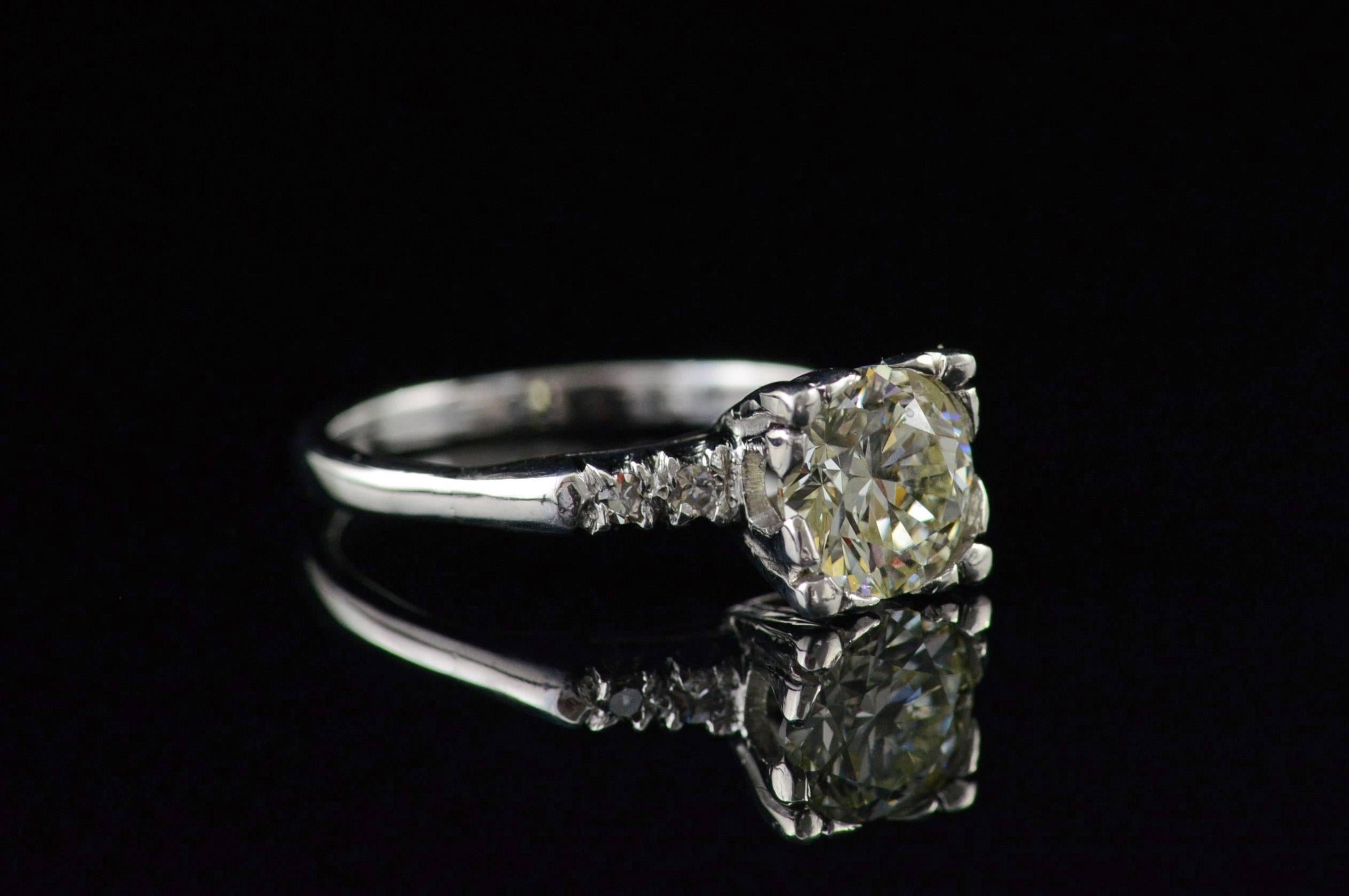 1940s 1.58 Carat EGL Certified Diamond Engagement Ring For Sale 1