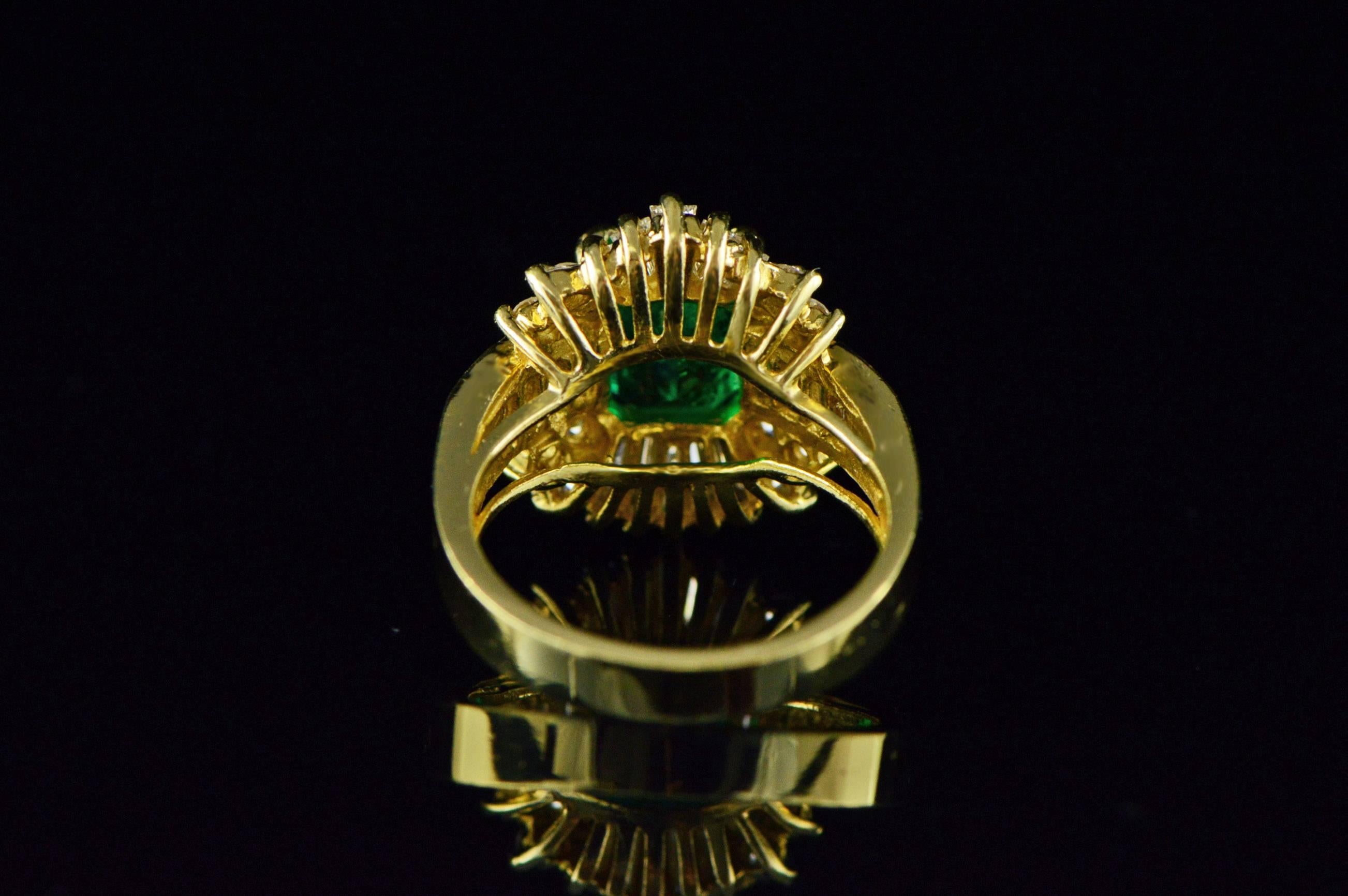 2.17 Carat Emerald & Diamond Gold Ring For Sale 3