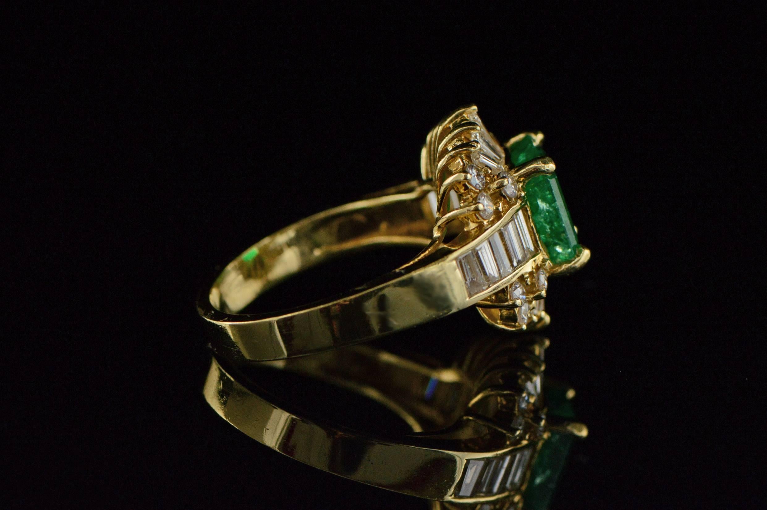 2.17 Carat Emerald & Diamond Gold Ring For Sale 4