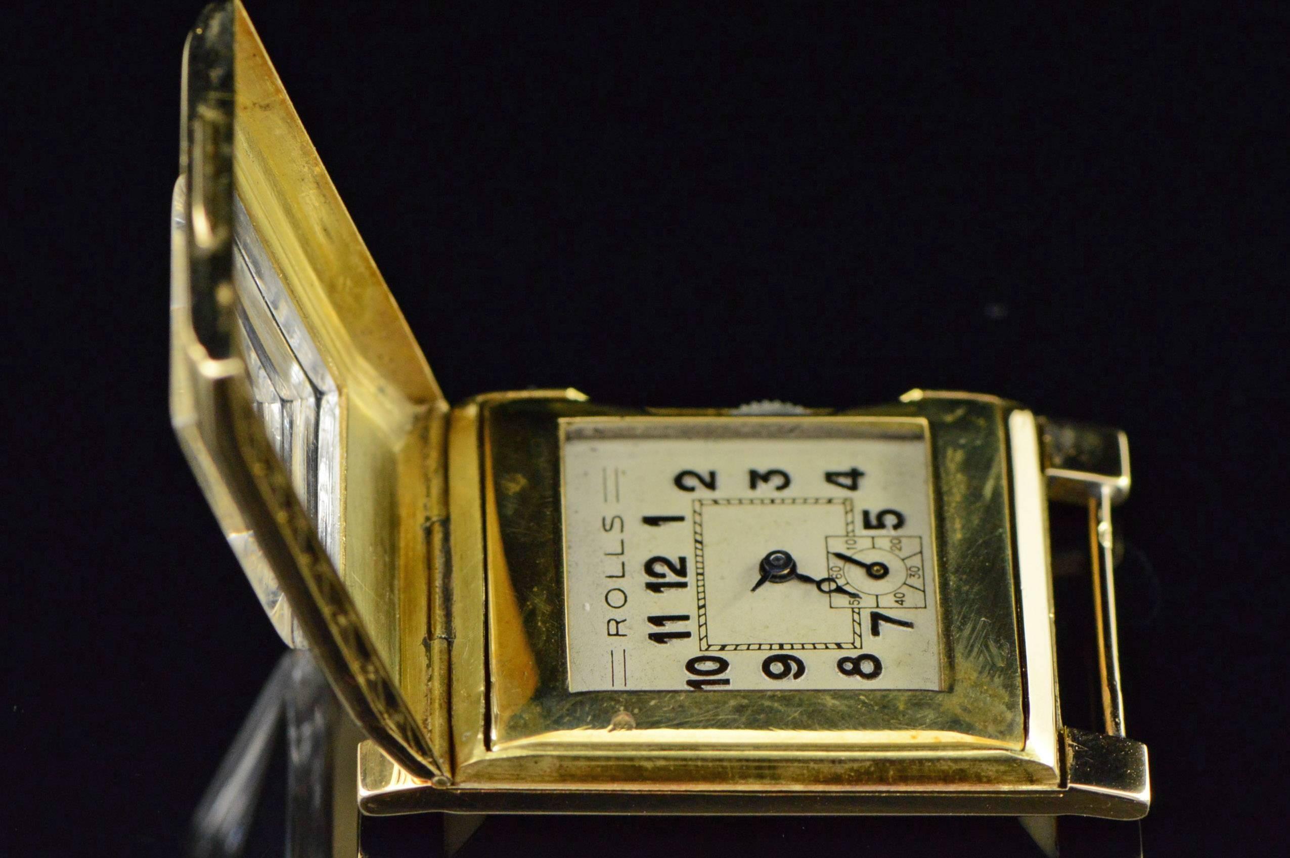 Rolls Yellow Gold First Automatic Wristwatch 1930s  In Excellent Condition For Sale In Frederick, MD