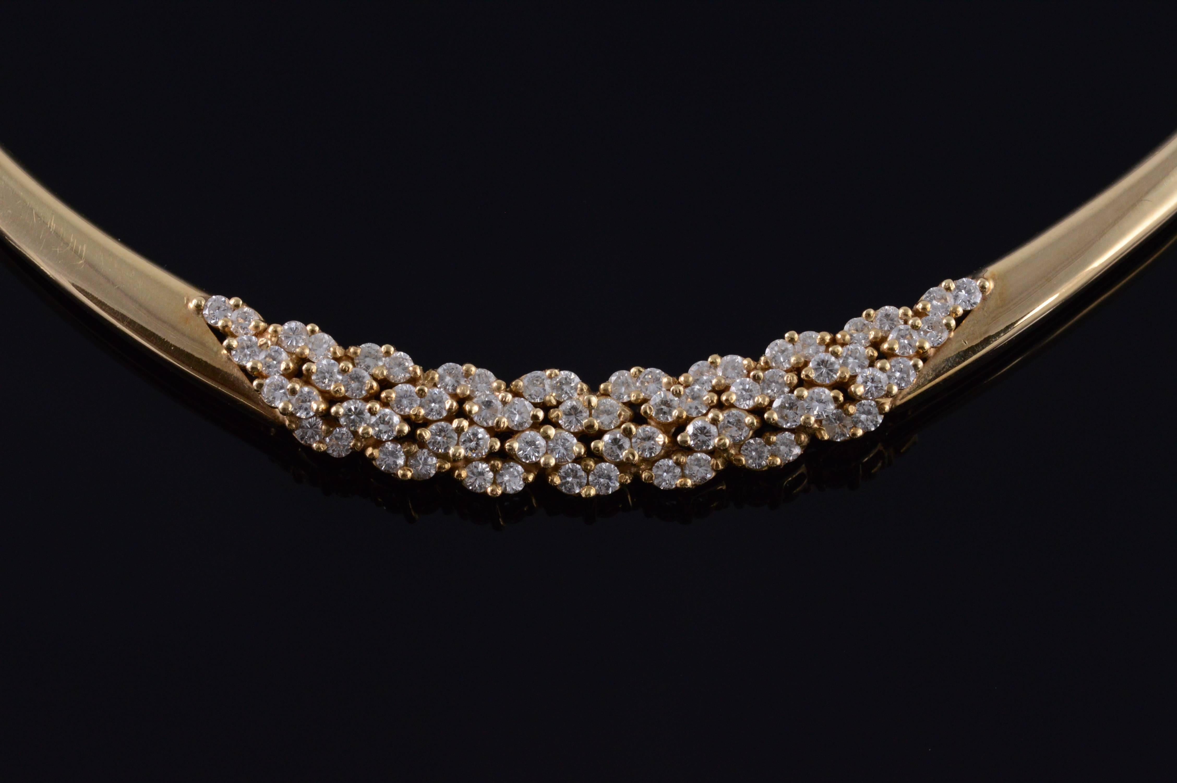 2.04 Ctw Diamond Omega Link 16.25" Heavy Choker Necklace. Diamonds are SI clarity G-H color. A well made omega choker! 