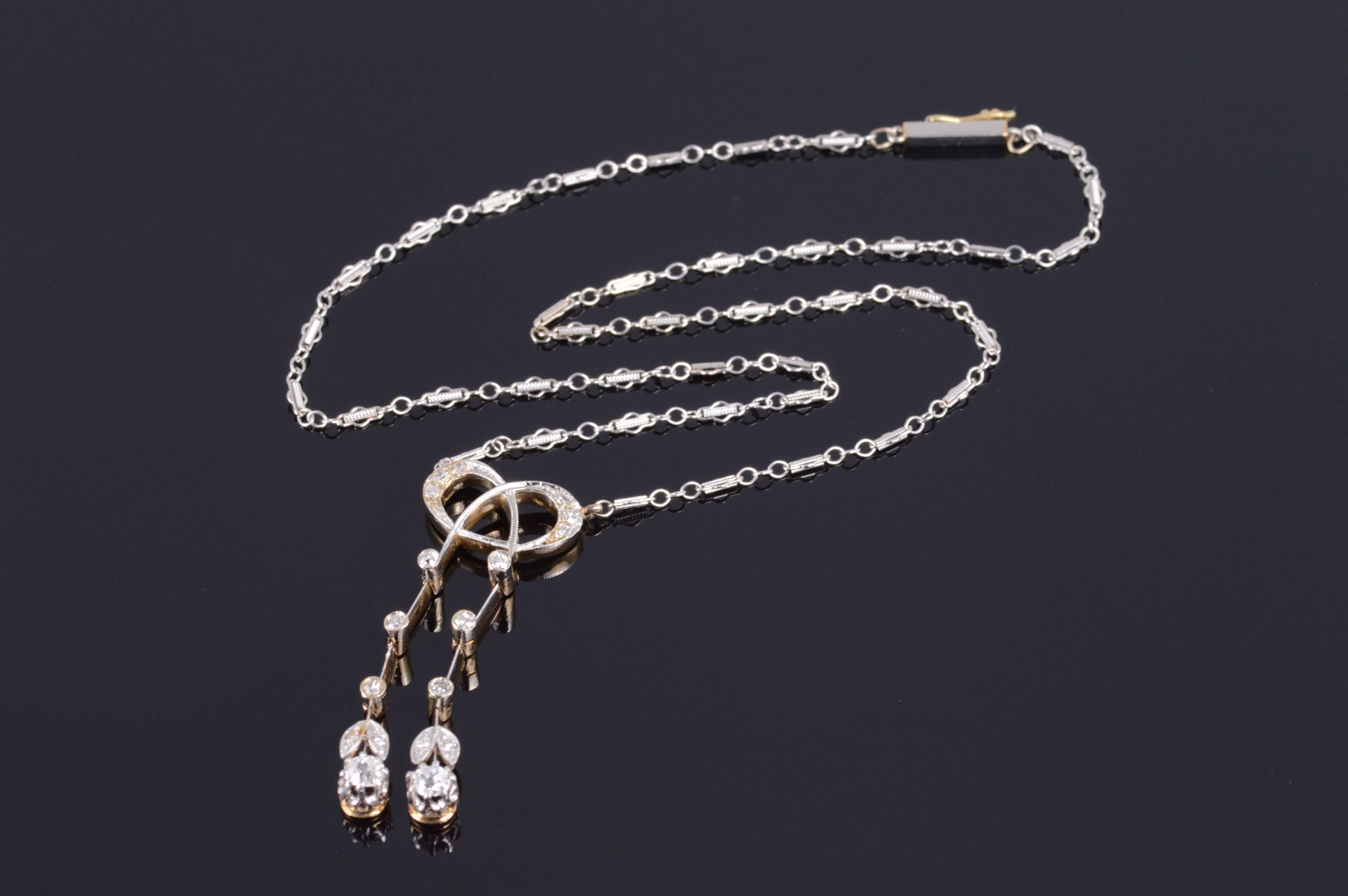 Diamond Edwardian gold Ribbon Necklace  For Sale 2