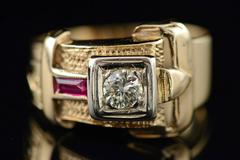 1930s Art Deco Diamond Gold Buckle Ring