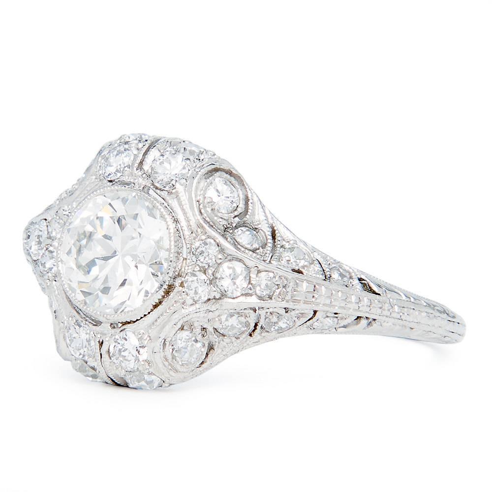 Old European Cut Incredible Art Deco 1.05 Carat Diamond Platinum Engagement Ring For Sale
