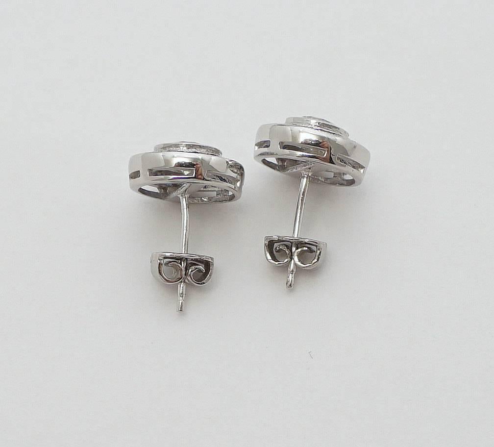  Sapphire Diamond Platinum Target Earrings  In Excellent Condition For Sale In Boston, MA