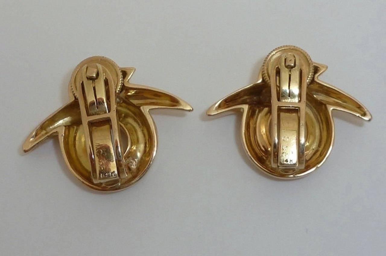 Art Deco Cartier Rare Diamond Gold Bird Earrings 