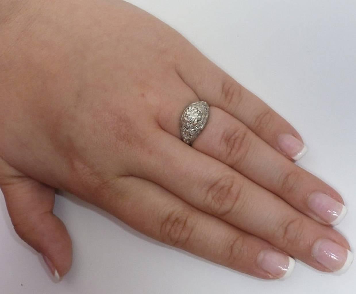 Edwardian Hand Engraved 2.04 Carat EGL Cert Diamond Platinum Ring